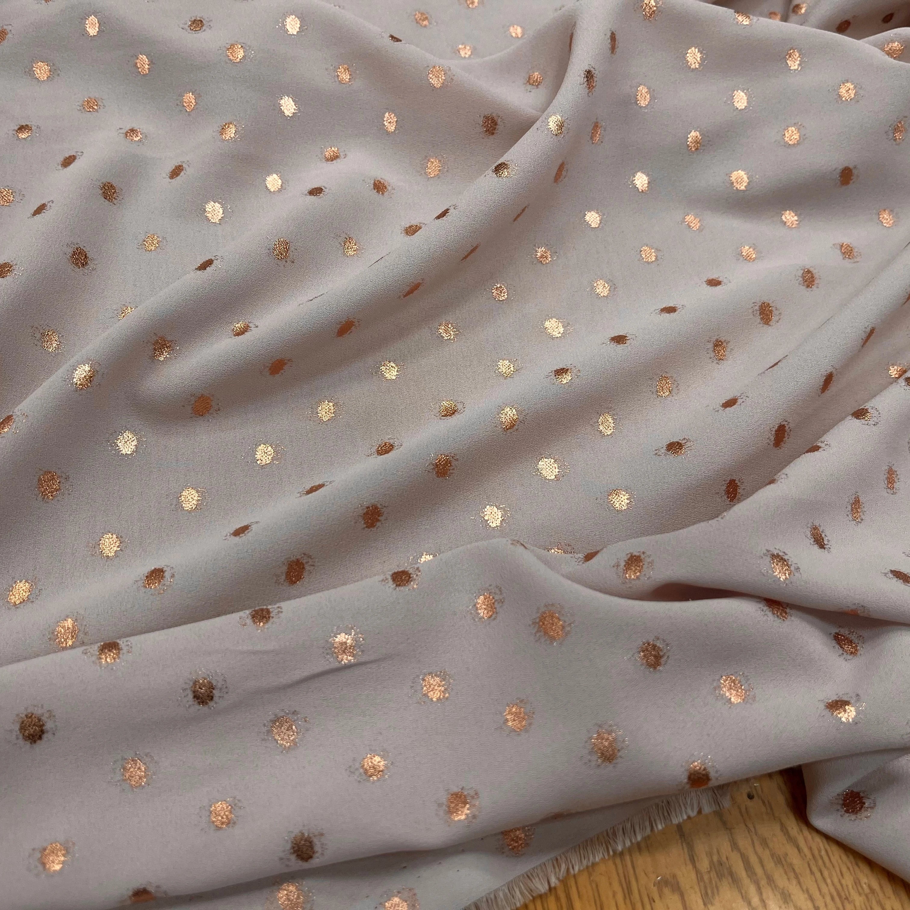 CREPE LUREX ROSE GOLD POIS ARGENTÉ - My Little Coupon