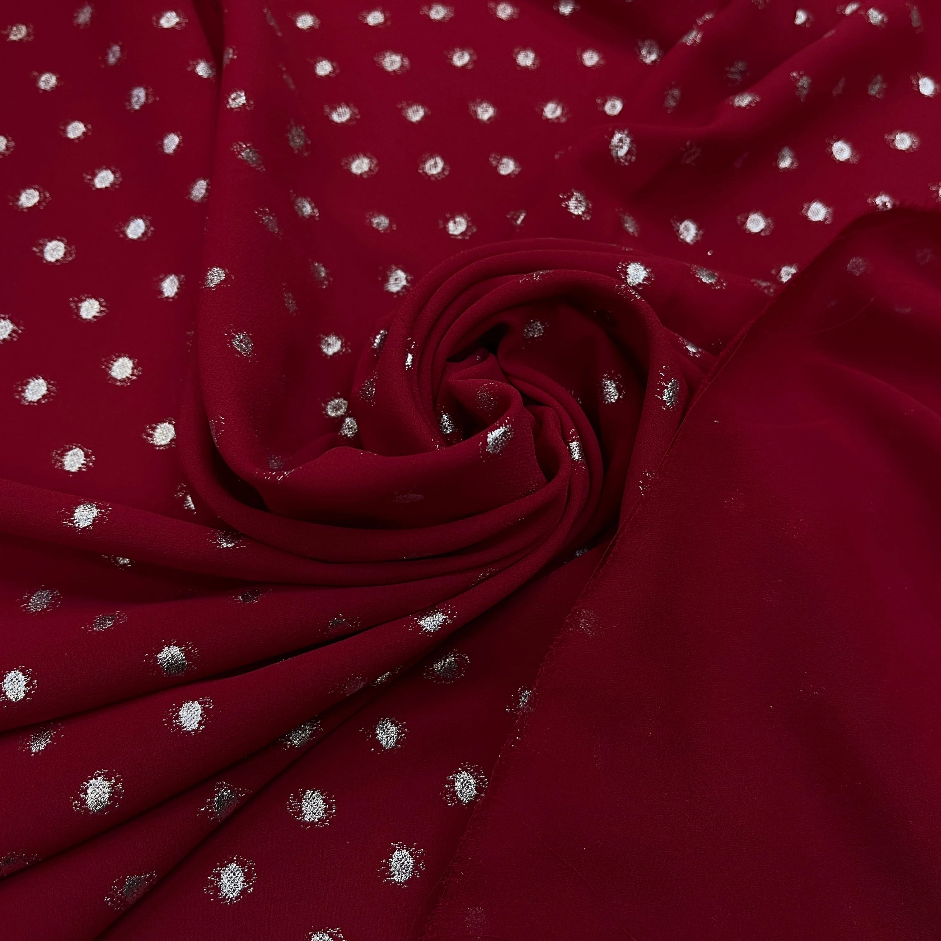 CREPE LUREX ROUGE BORDEAUX & POIS SILVER - My Little Coupon