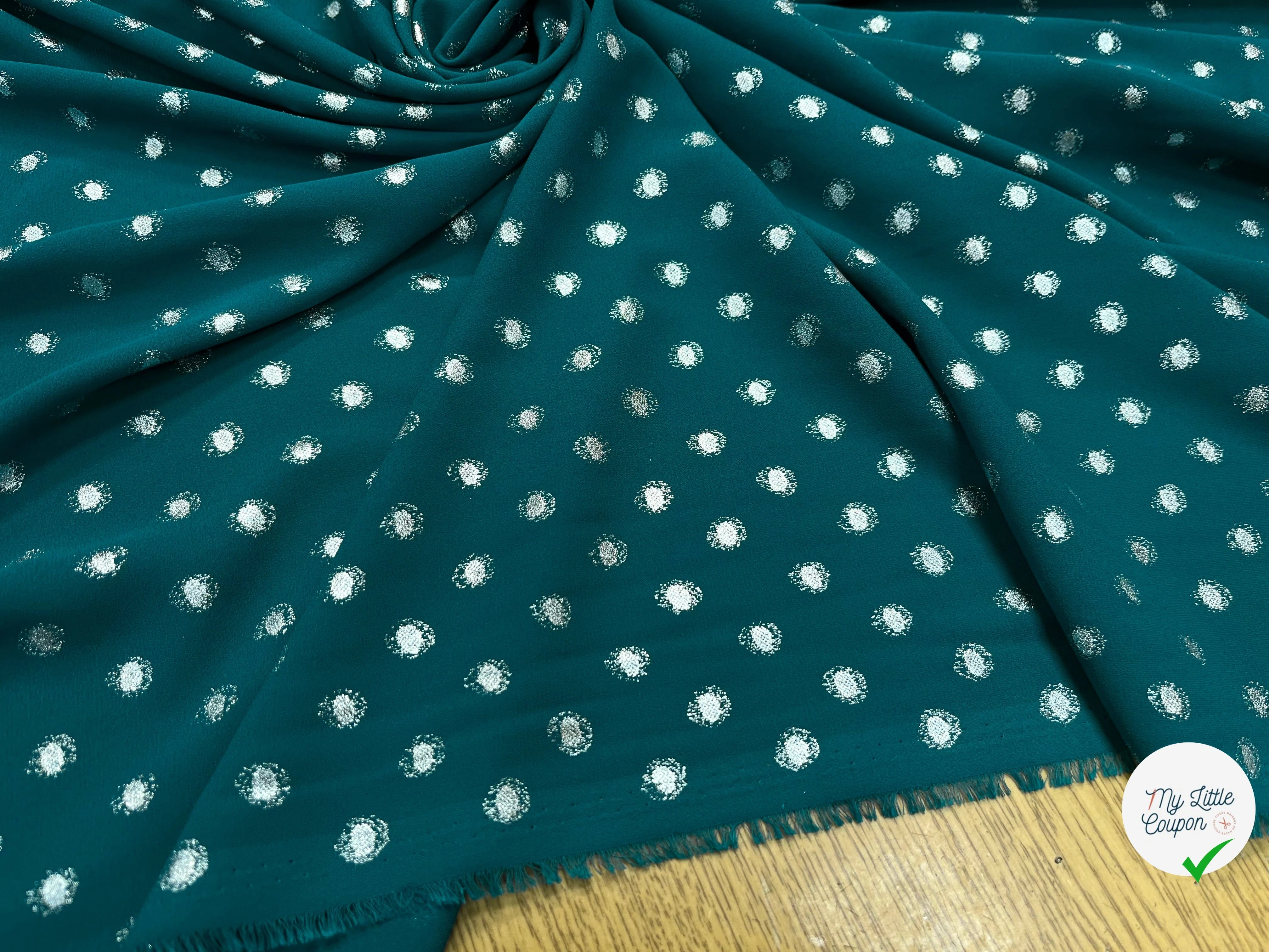 CREPE LUREX VERT CANARD POIS ARGENTÉ - My Little Coupon