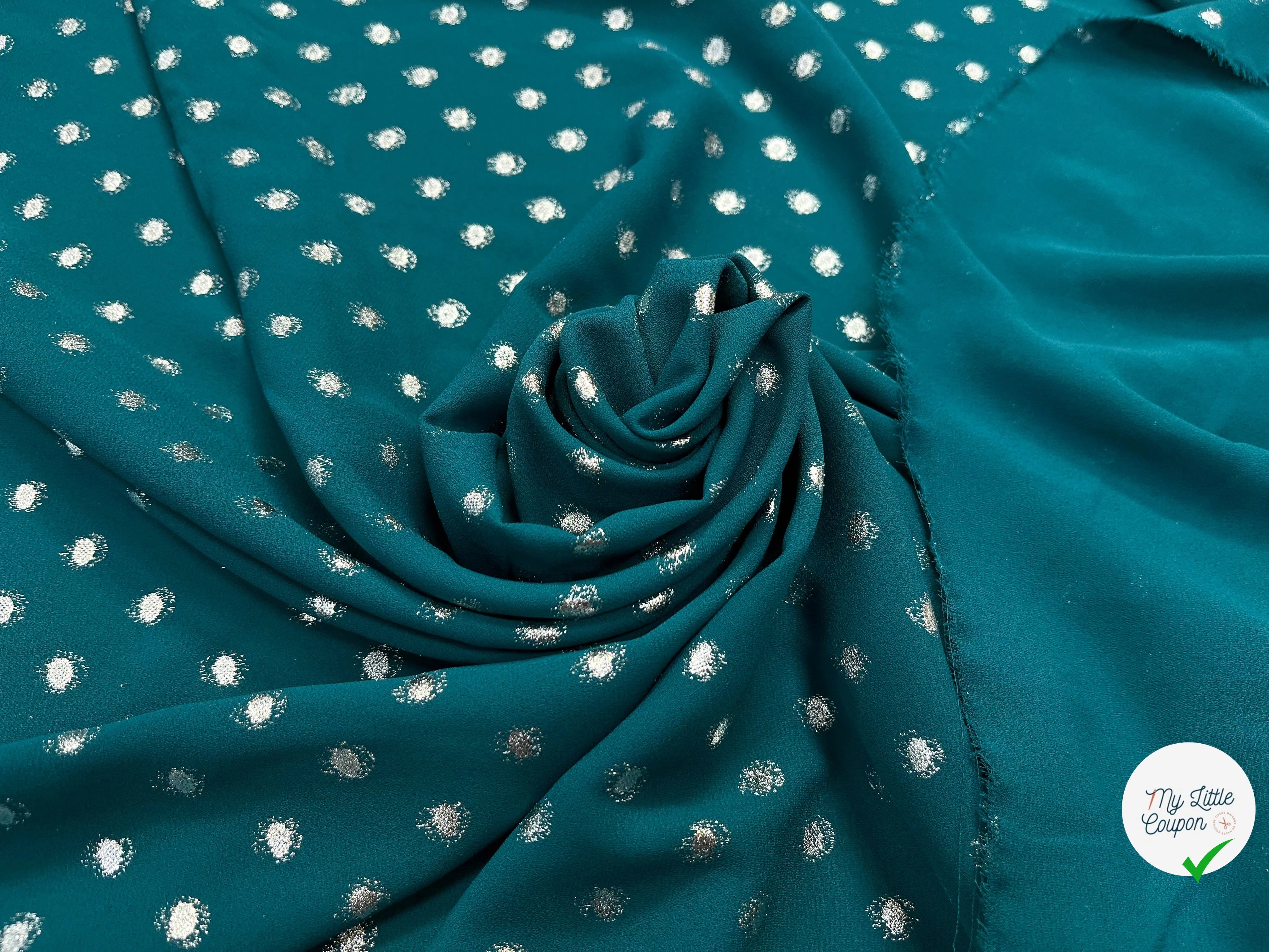 CREPE LUREX VERT CANARD POIS ARGENTÉ - My Little Coupon