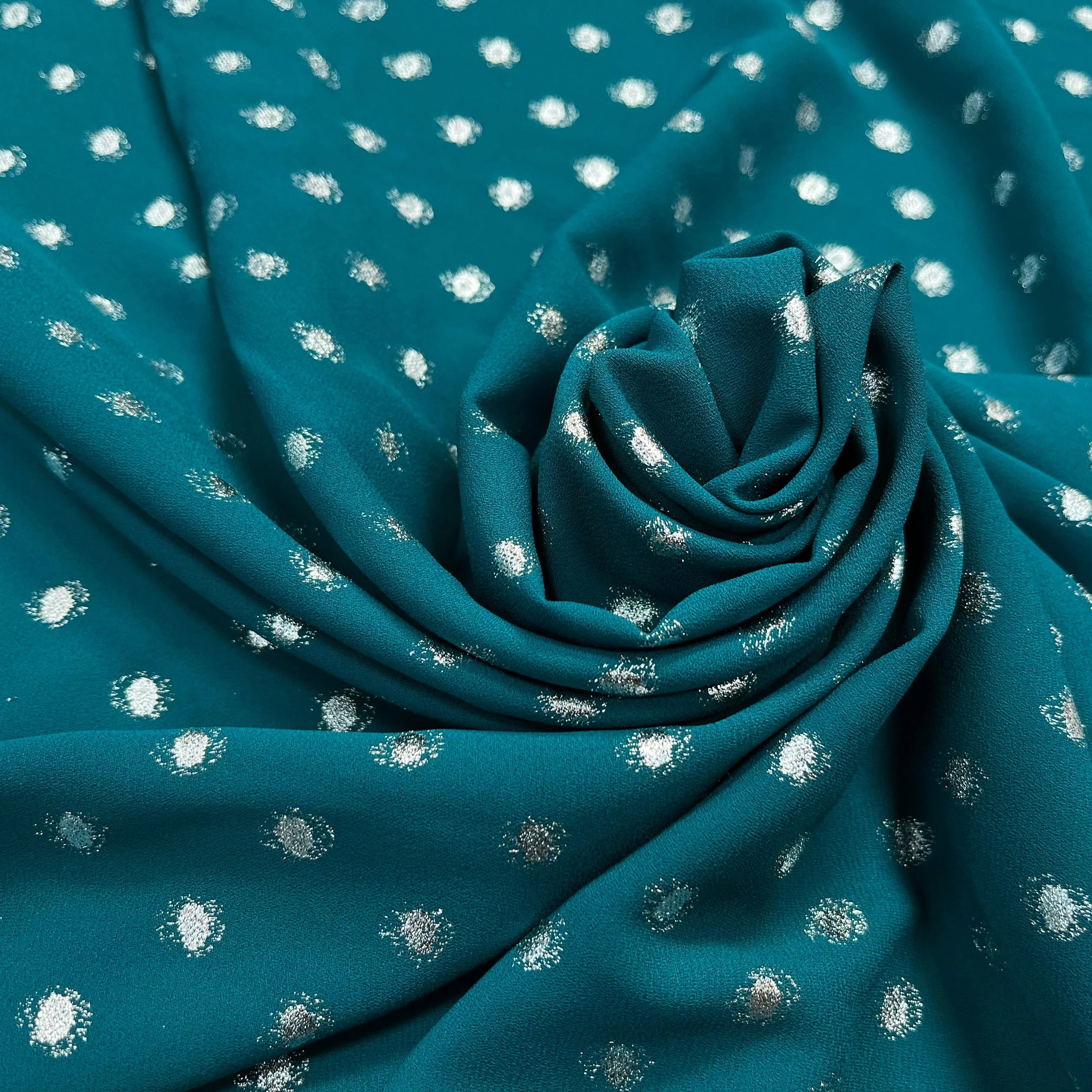 CREPE LUREX VERT CANARD POIS ARGENTÉ - My Little Coupon