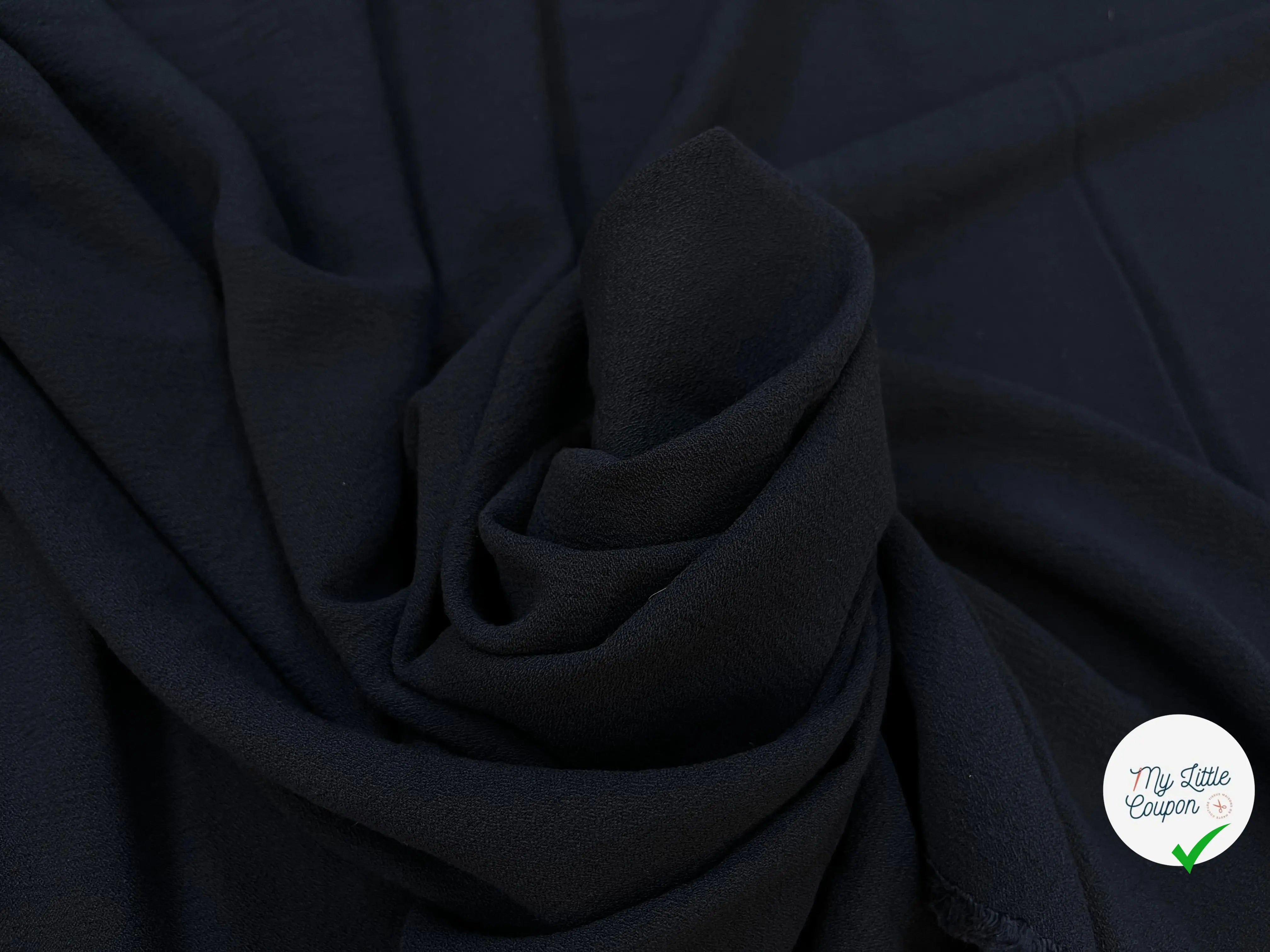 CREPE MAROCAIN VISCOSE UNI BLEU MARINE - My Little Coupon