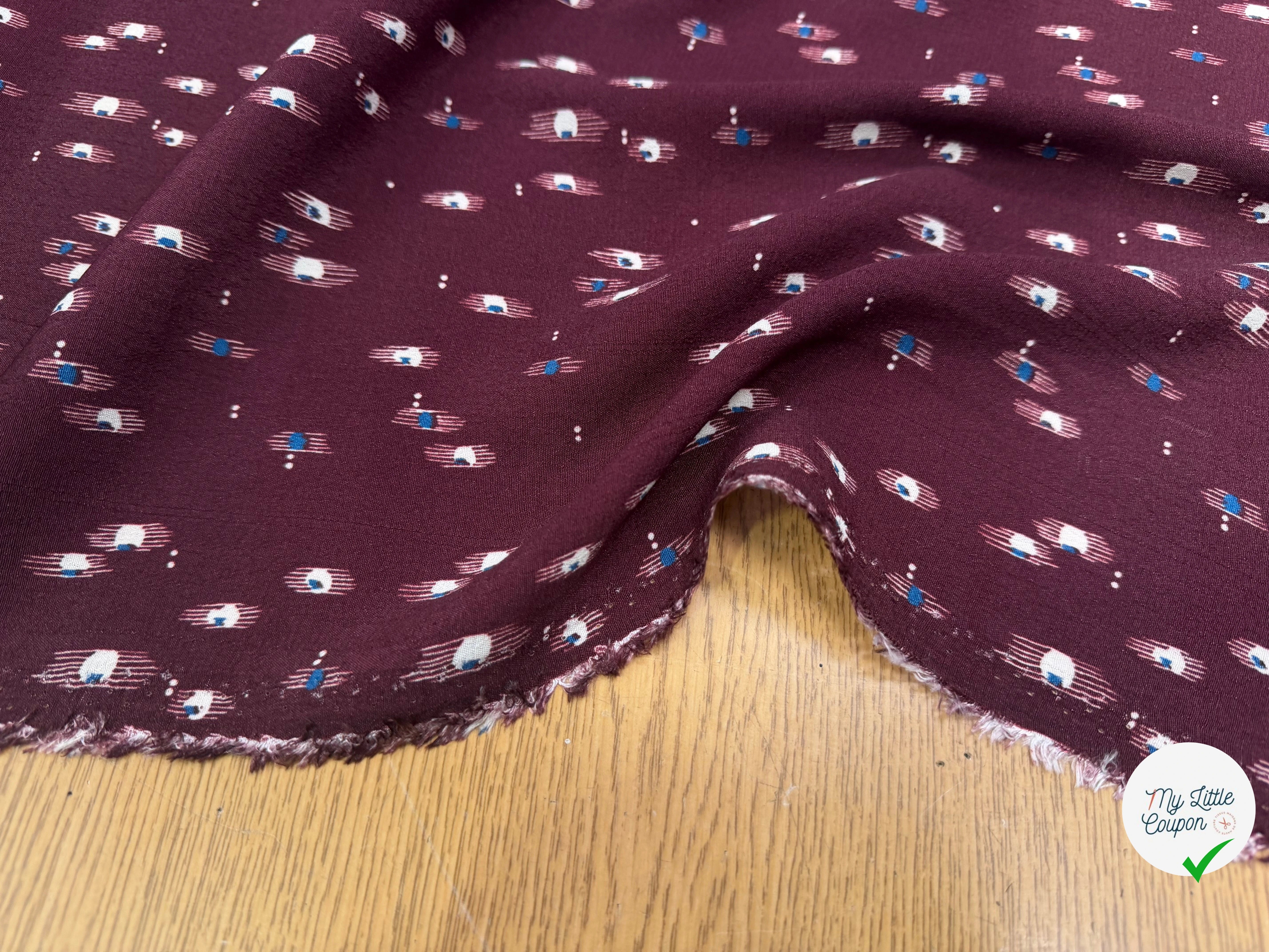 CREPE MAROCAINN VISCOSE BOURGUNDY MOTIF 1 - My Little Coupon