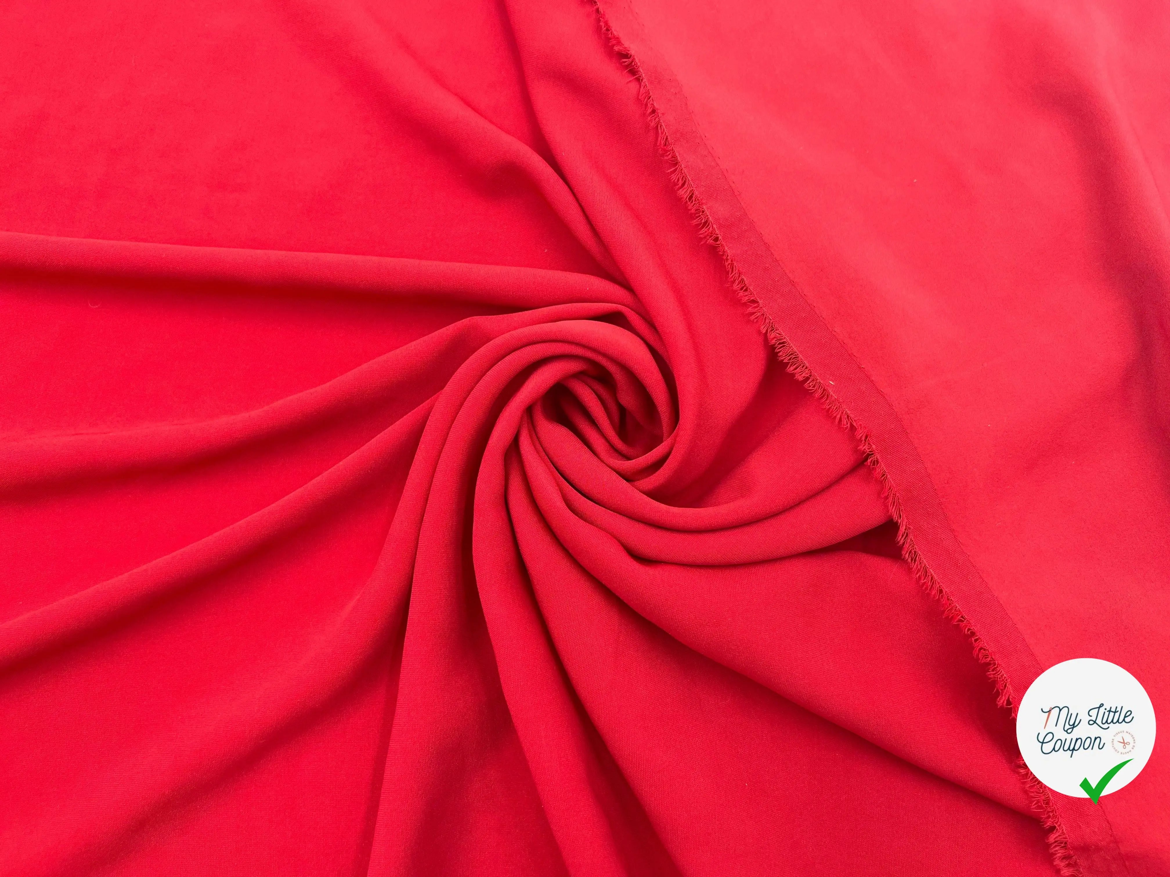 CRÊPE POLYESTER FLUIDE ROUGE AMOUR - My Little Coupon - tissu - coudre