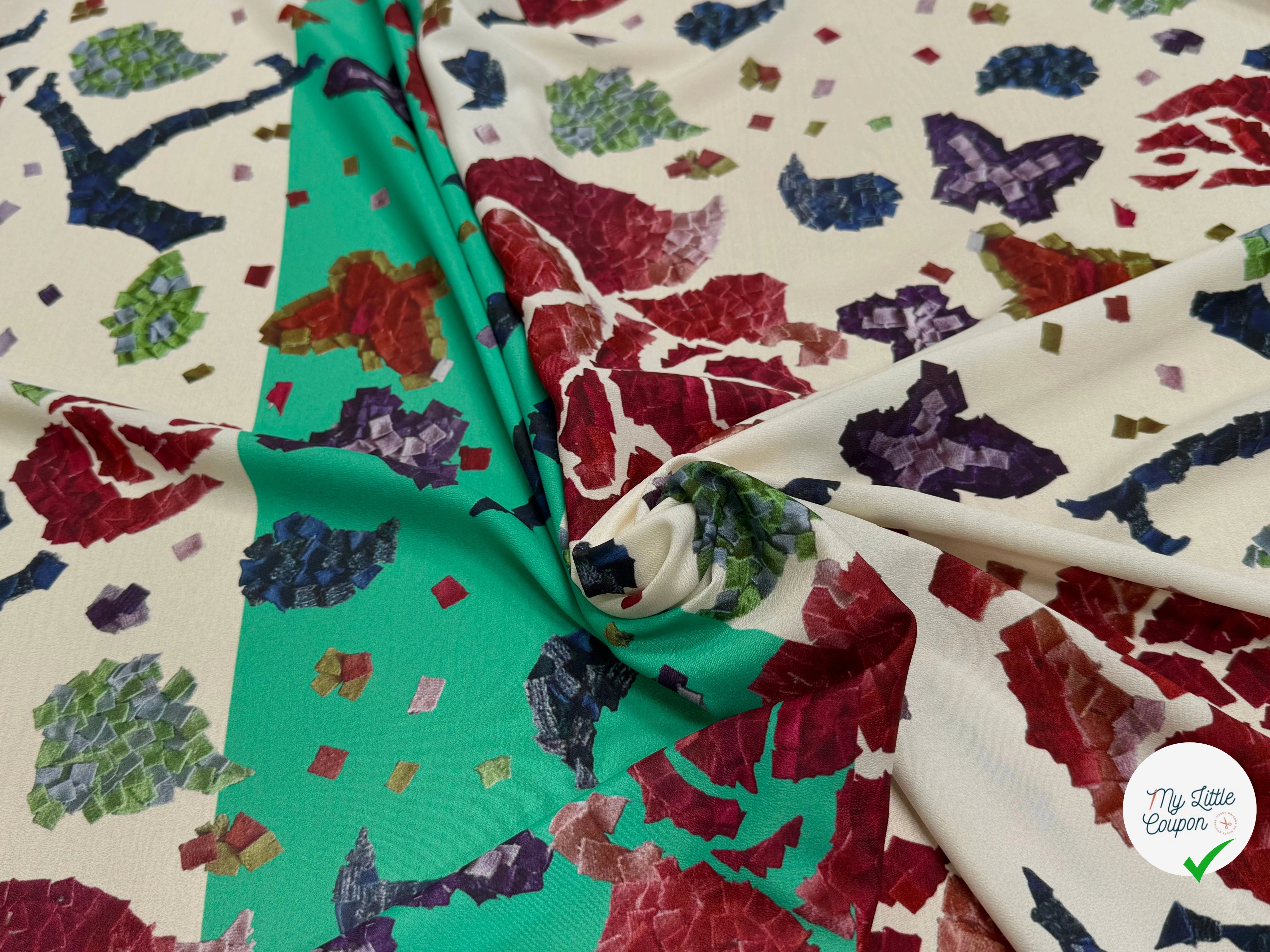 CRÊPE POLYESTER IMPRIMÉ FLORAL GROSSES FLEURS RAPPORT 68 CM CREPE SB GROSSES FLEURS - My Little Coupon