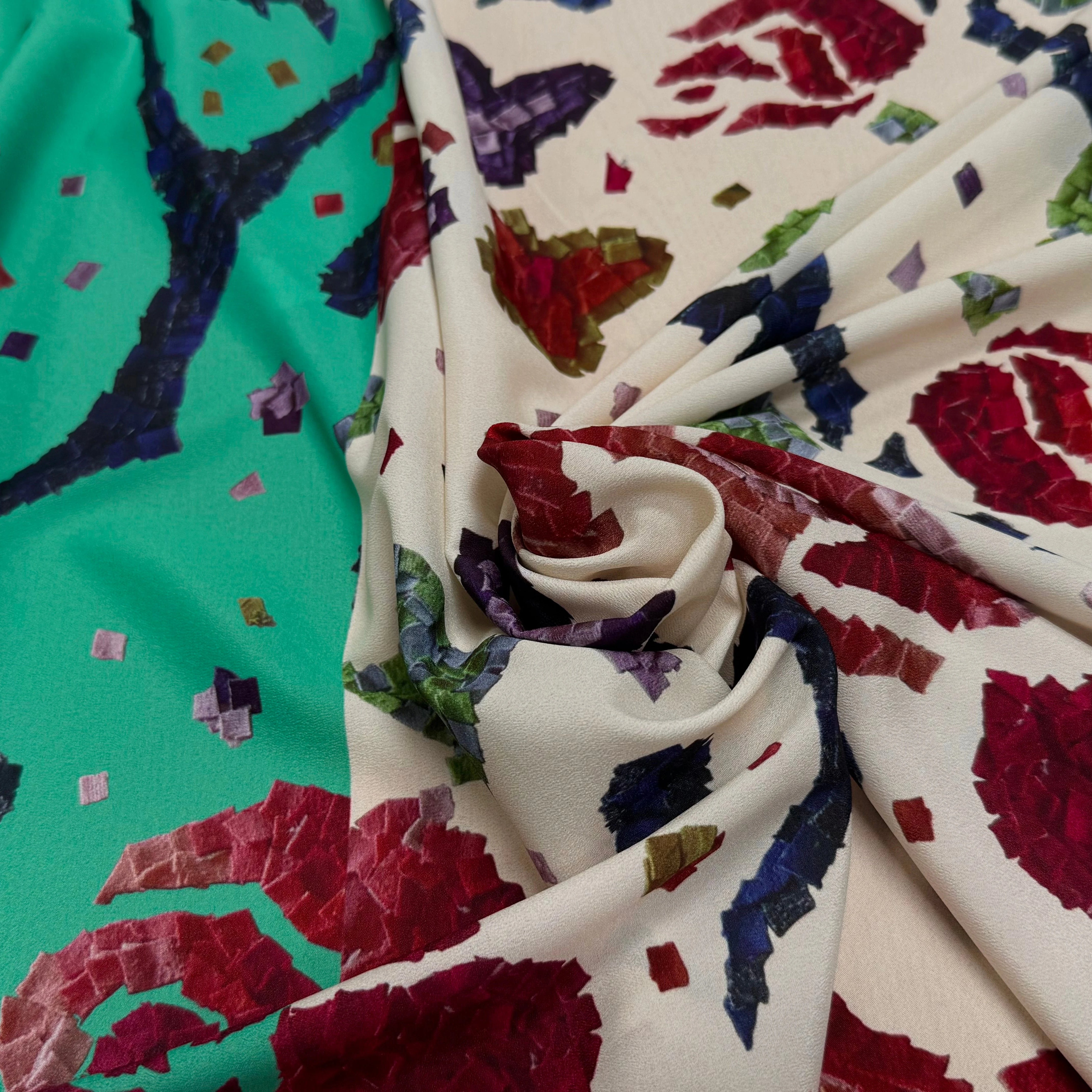 CRÊPE POLYESTER IMPRIMÉ FLORAL GROSSES FLEURS RAPPORT 68 CM CREPE SB GROSSES FLEURS - My Little Coupon