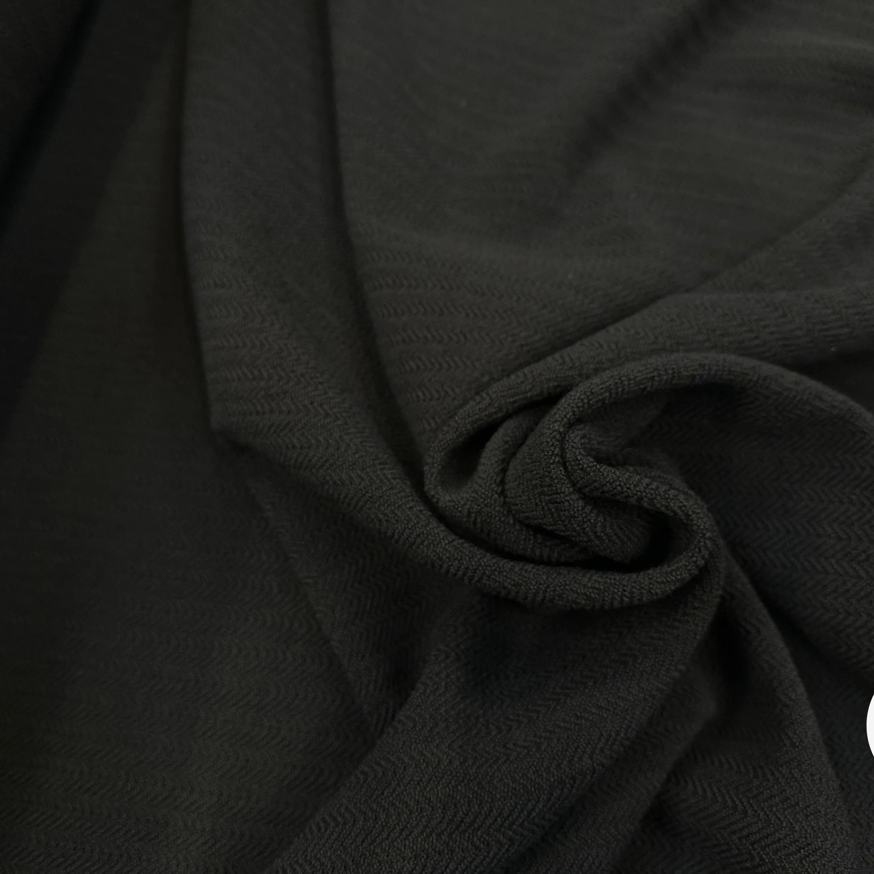 CRÊPE POLYESTER LOURD CHEVRONS NOIR MSO