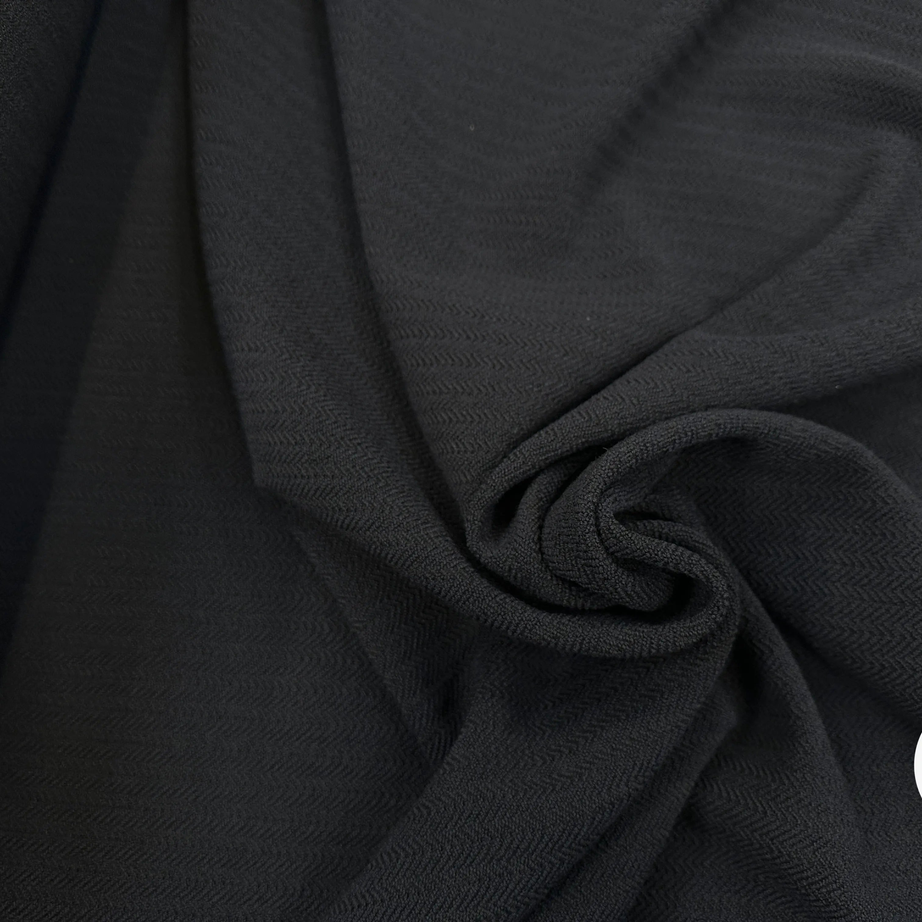 CRÊPE POLYESTER LOURD CHEVRONS NOIR MSO
