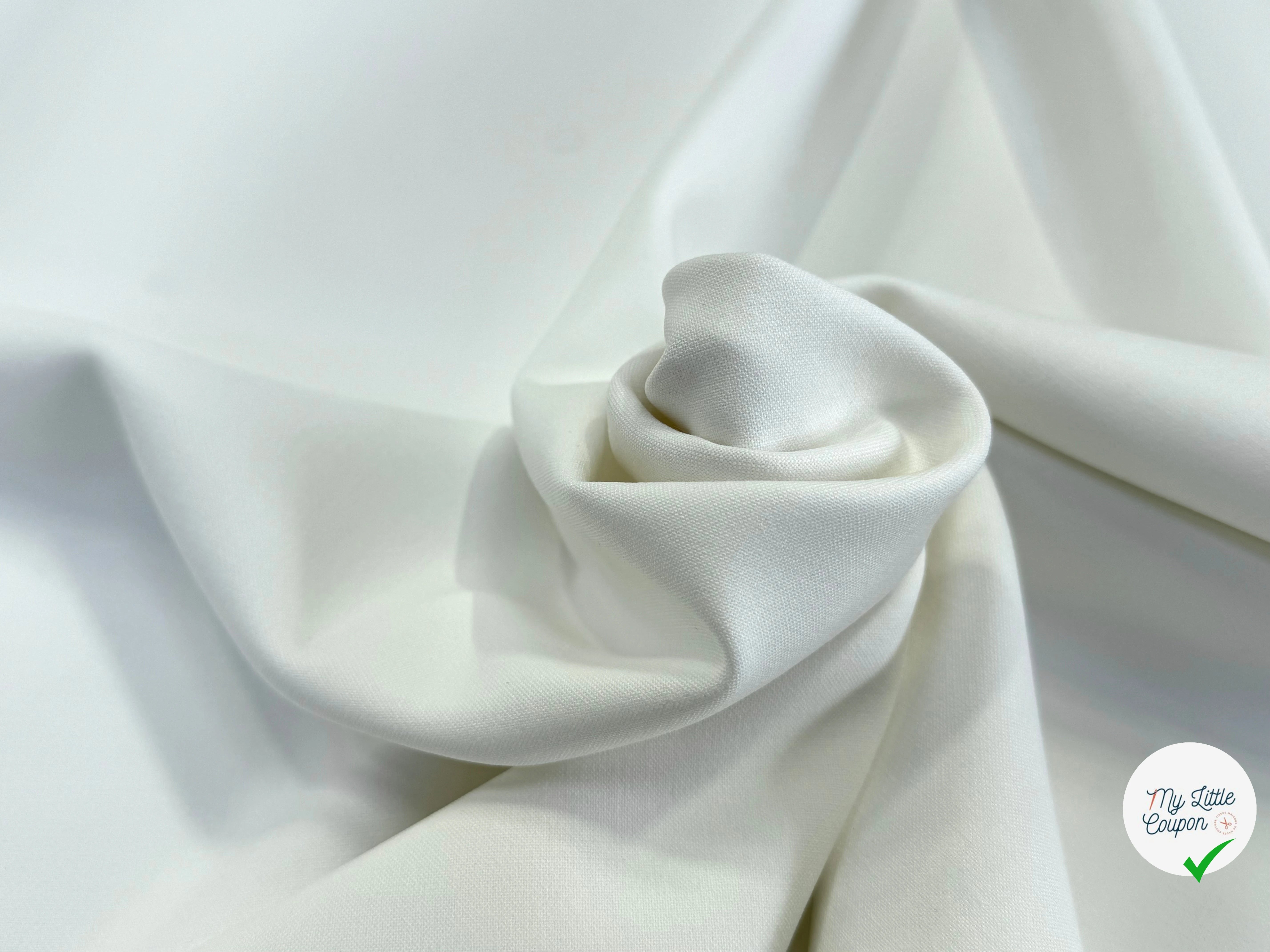 CREPE POLYVISCOSE LOURD STRETCH BEAU TOMBÉ 6% COTON BLANC CASSÉ - My Little Coupon