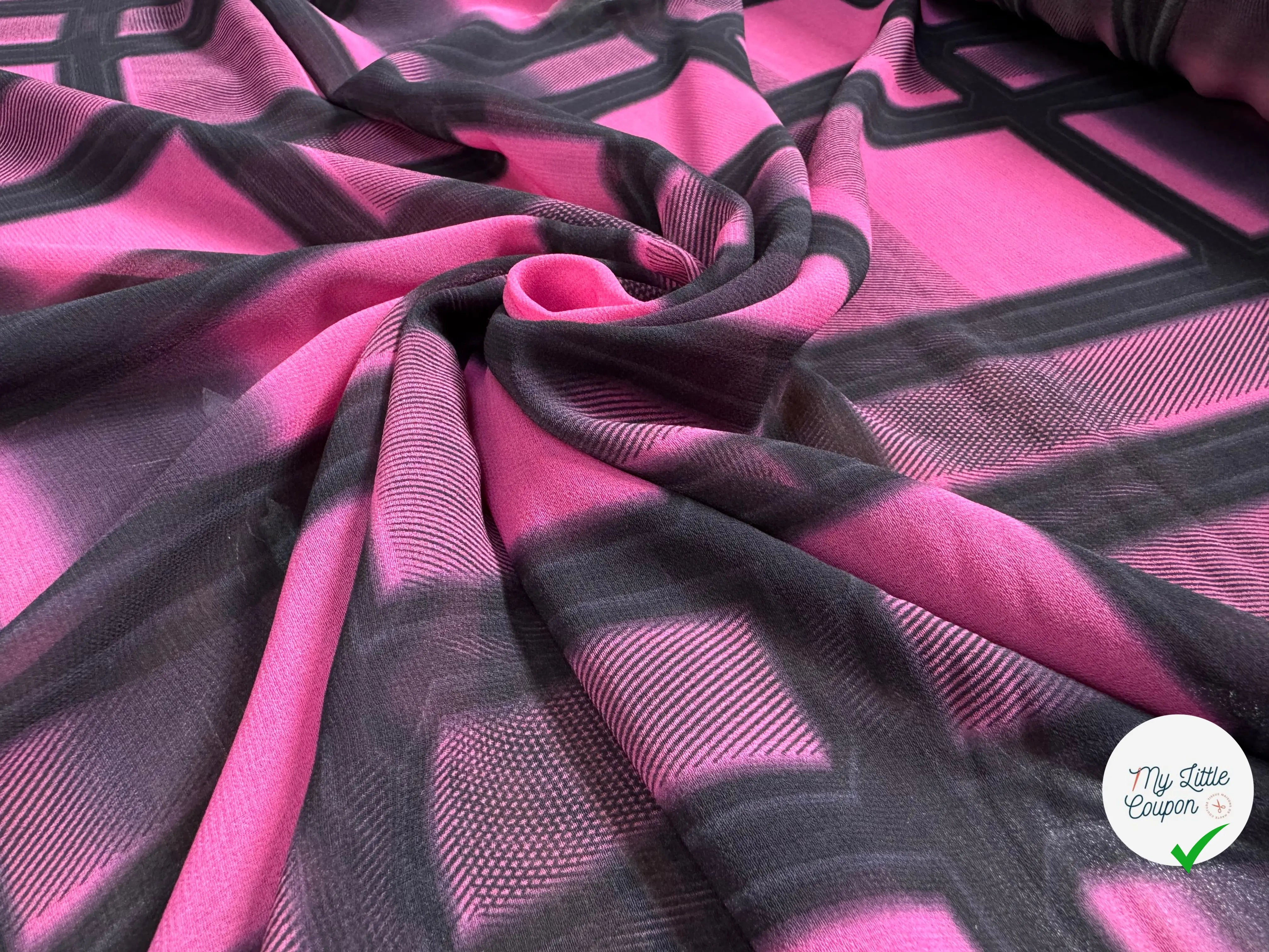 CREPE ROSE CARREAUX IRREGULIERS ROSE - My Little Coupon