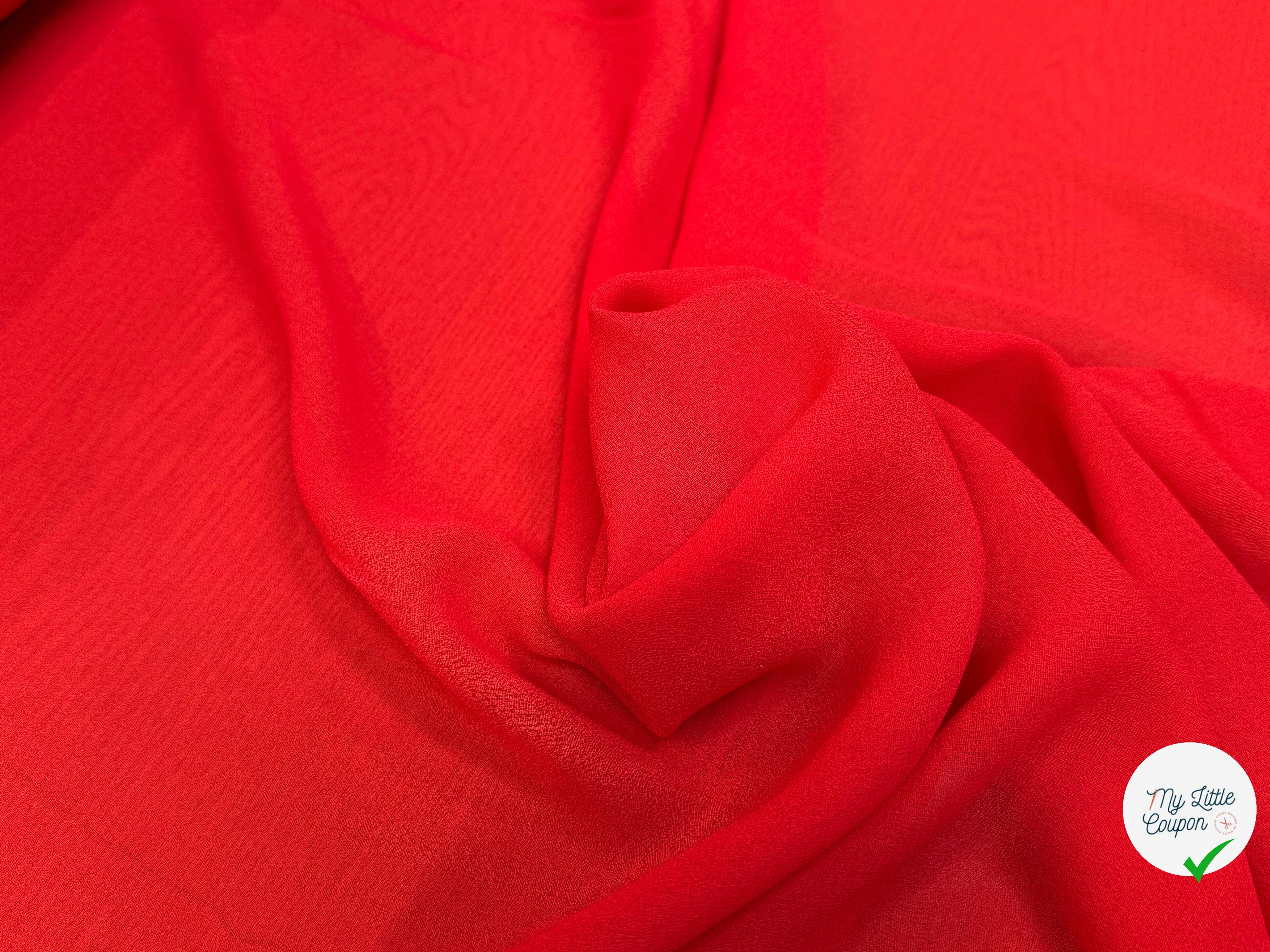 CRÊPE ROUGE VIF ORANGÉ 100% VISCOSE - My Little Coupon