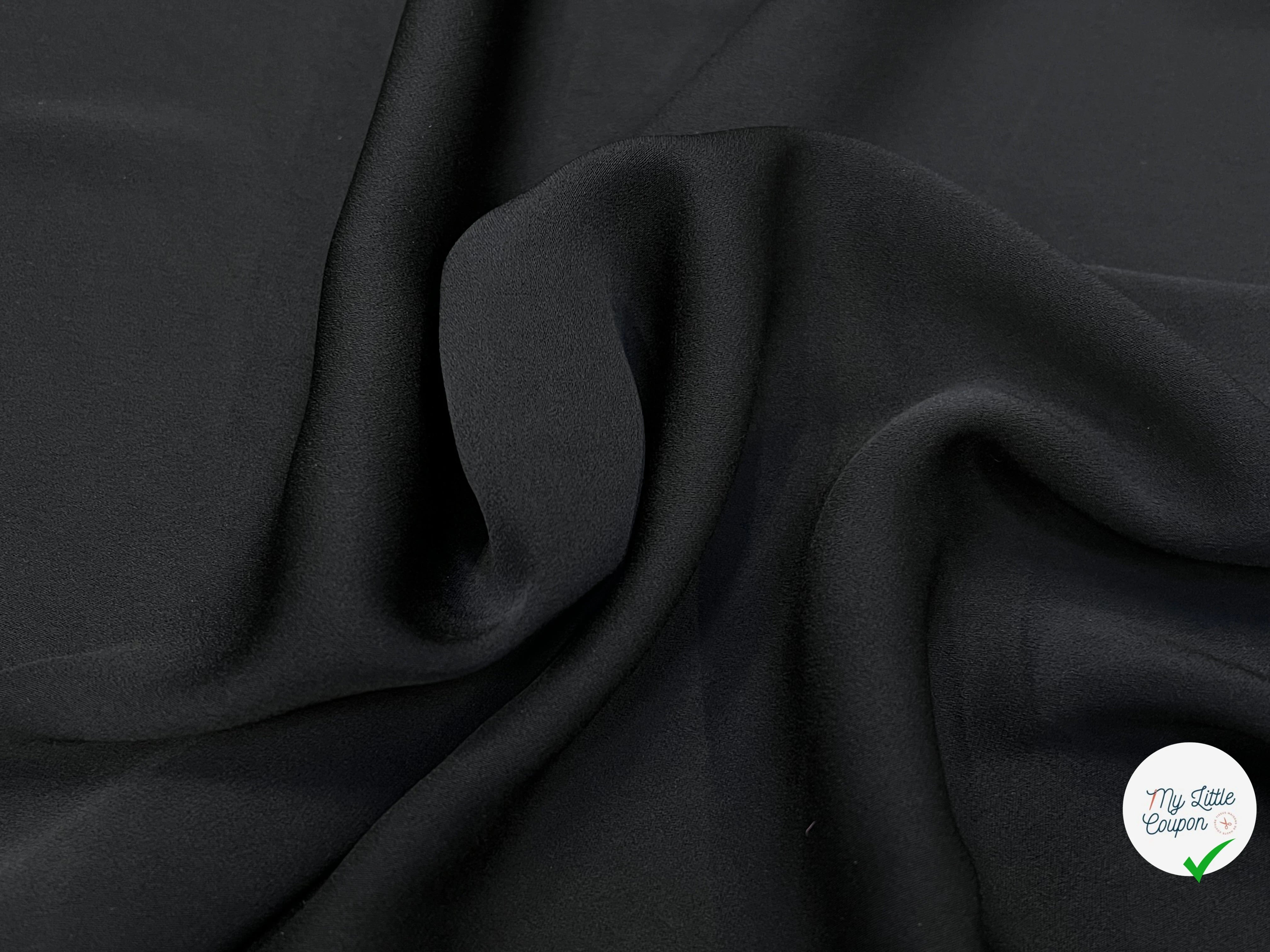 CREPE SATINÉ LOURD FLUIDE NOIR 140CM - My Little Coupon