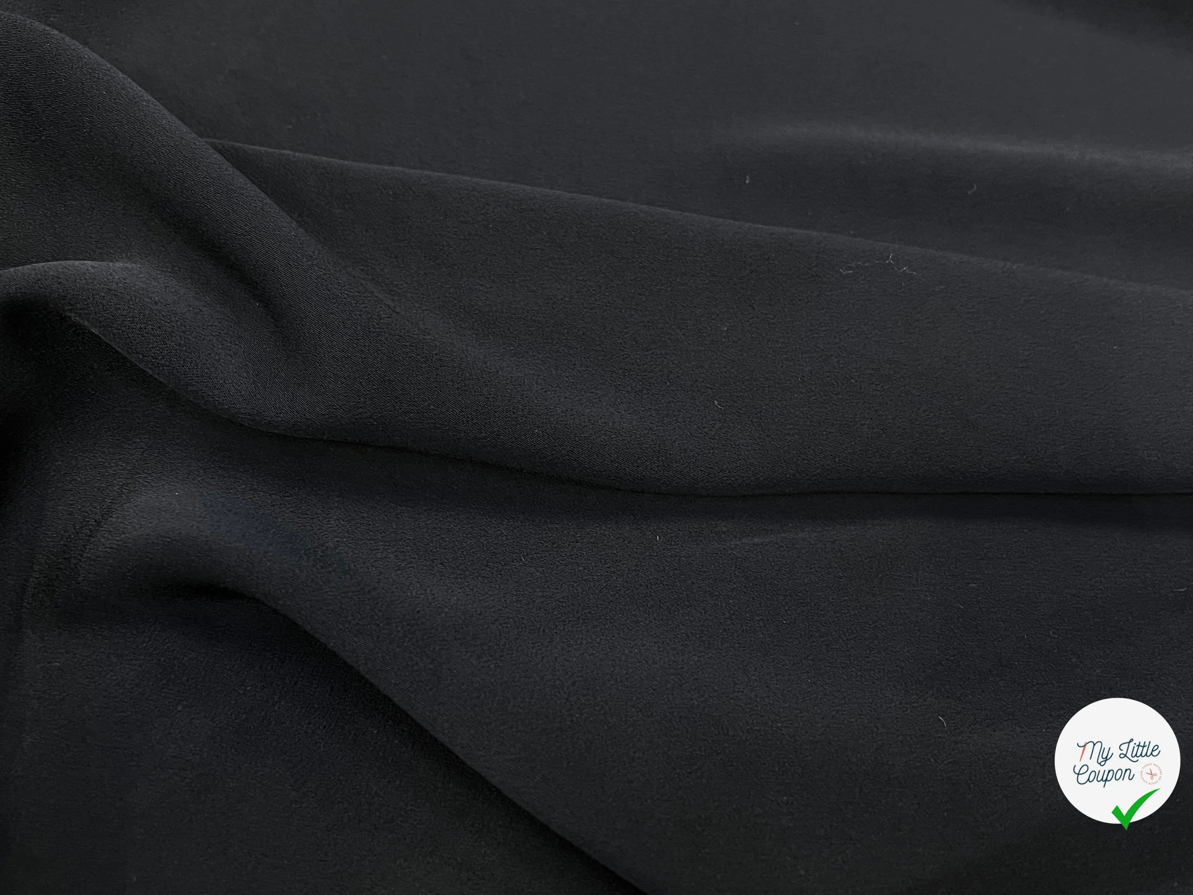CREPE SATINÉ LOURD FLUIDE NOIR 140CM - My Little Coupon