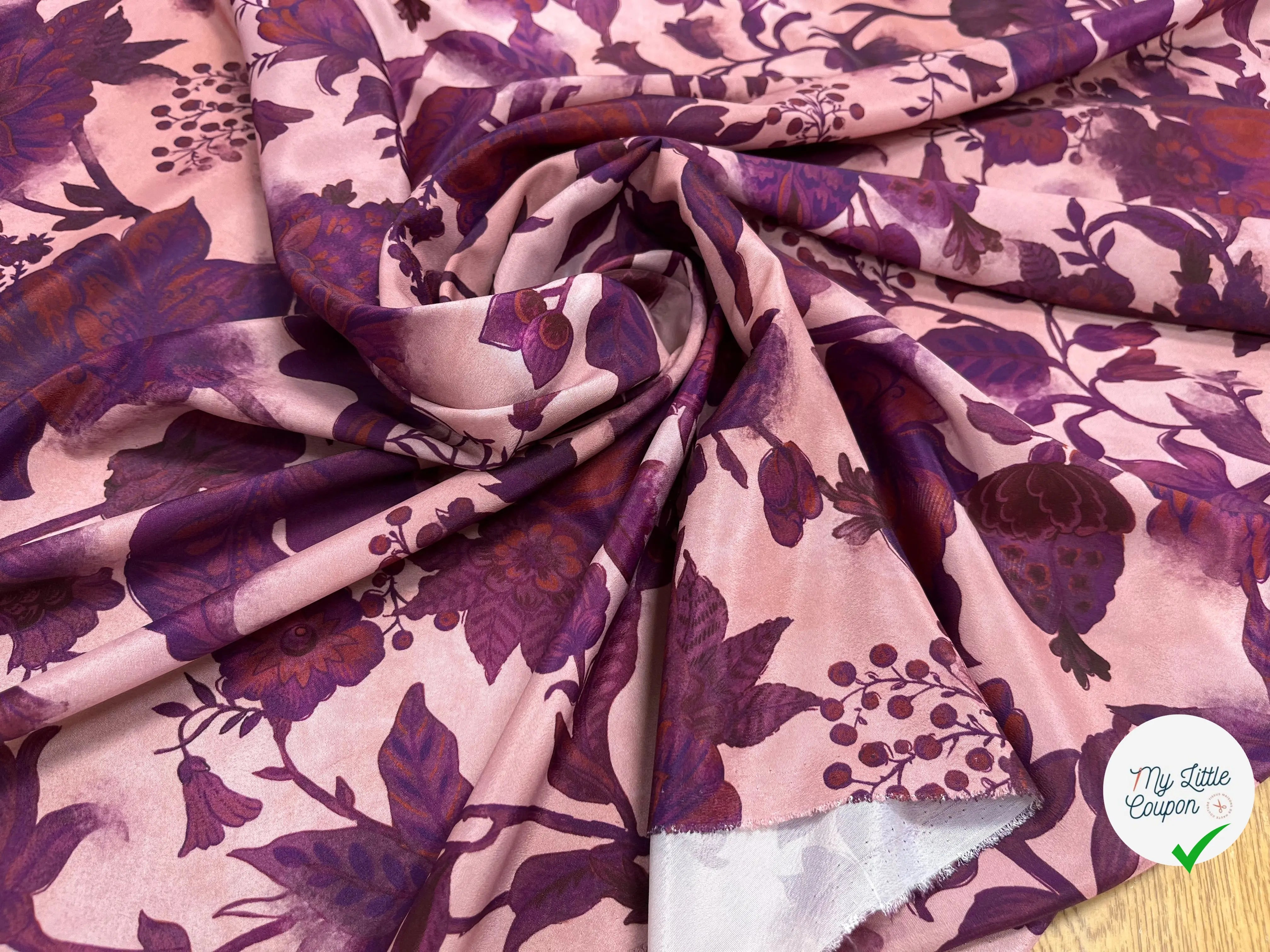 CRÊPE SATINÉ POLYESTER ROSE&VIOLET - My Little Coupon