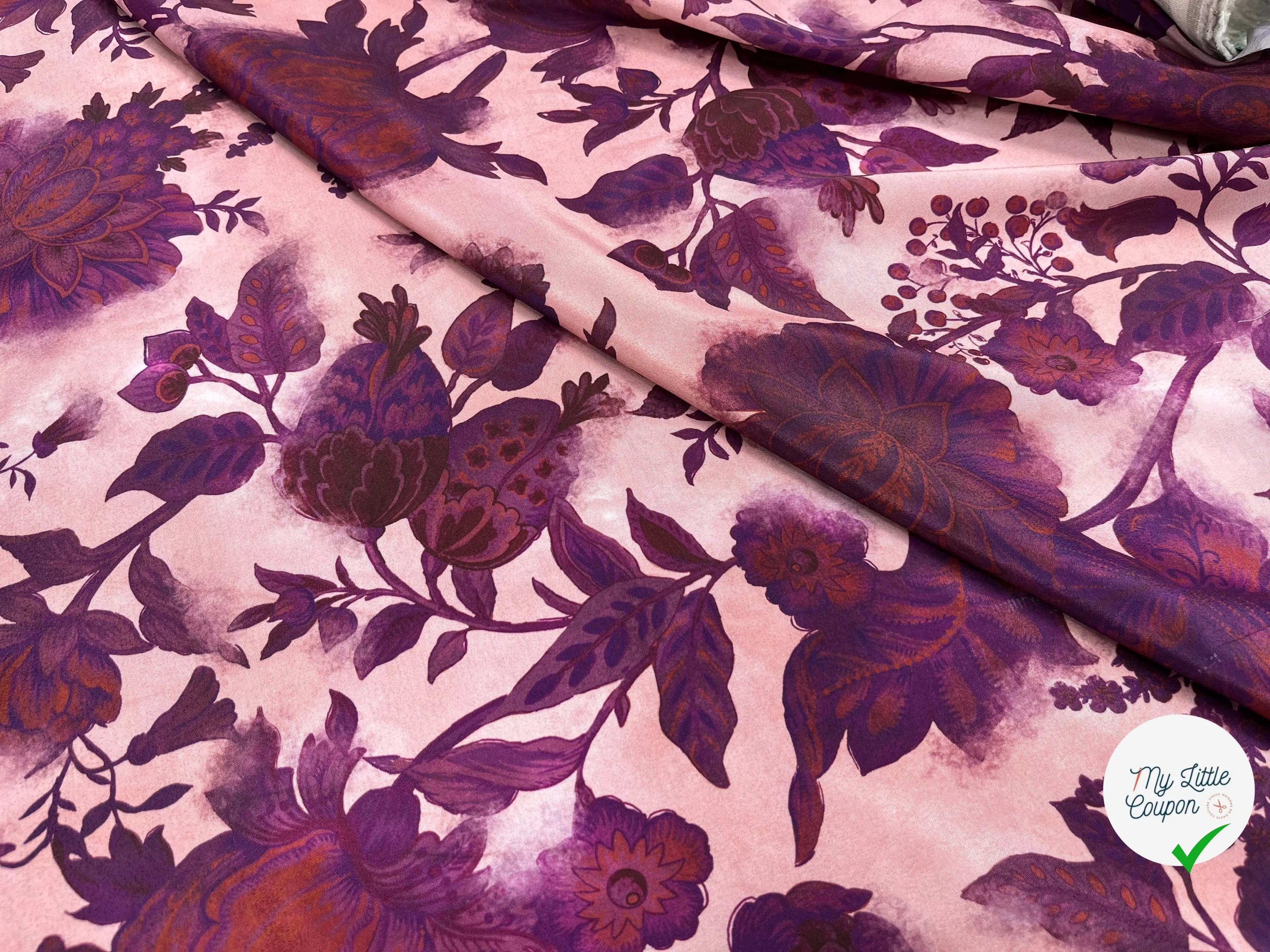 CRÊPE SATINÉ POLYESTER ROSE&VIOLET - My Little Coupon