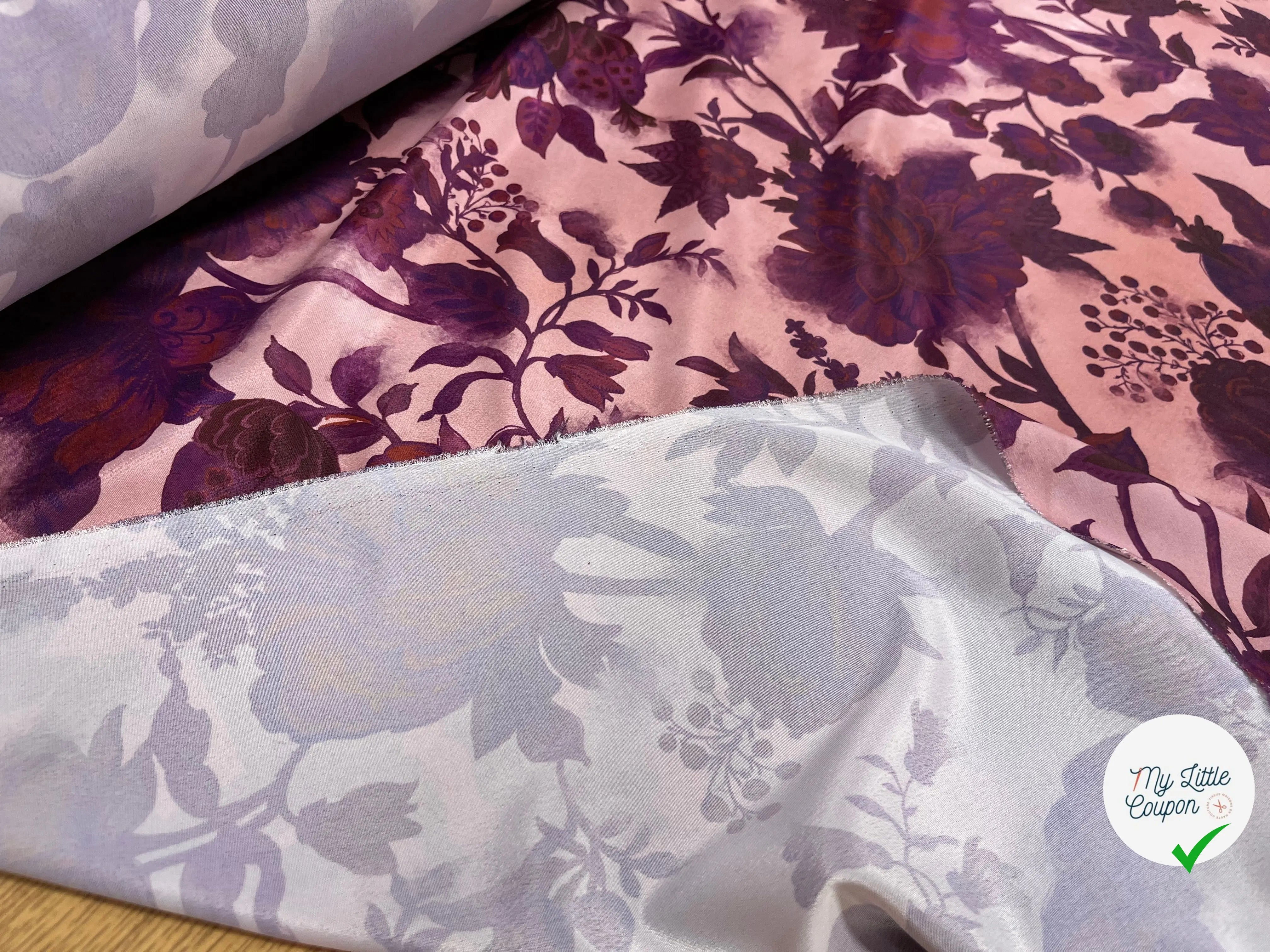 CRÊPE SATINÉ POLYESTER ROSE&VIOLET - My Little Coupon