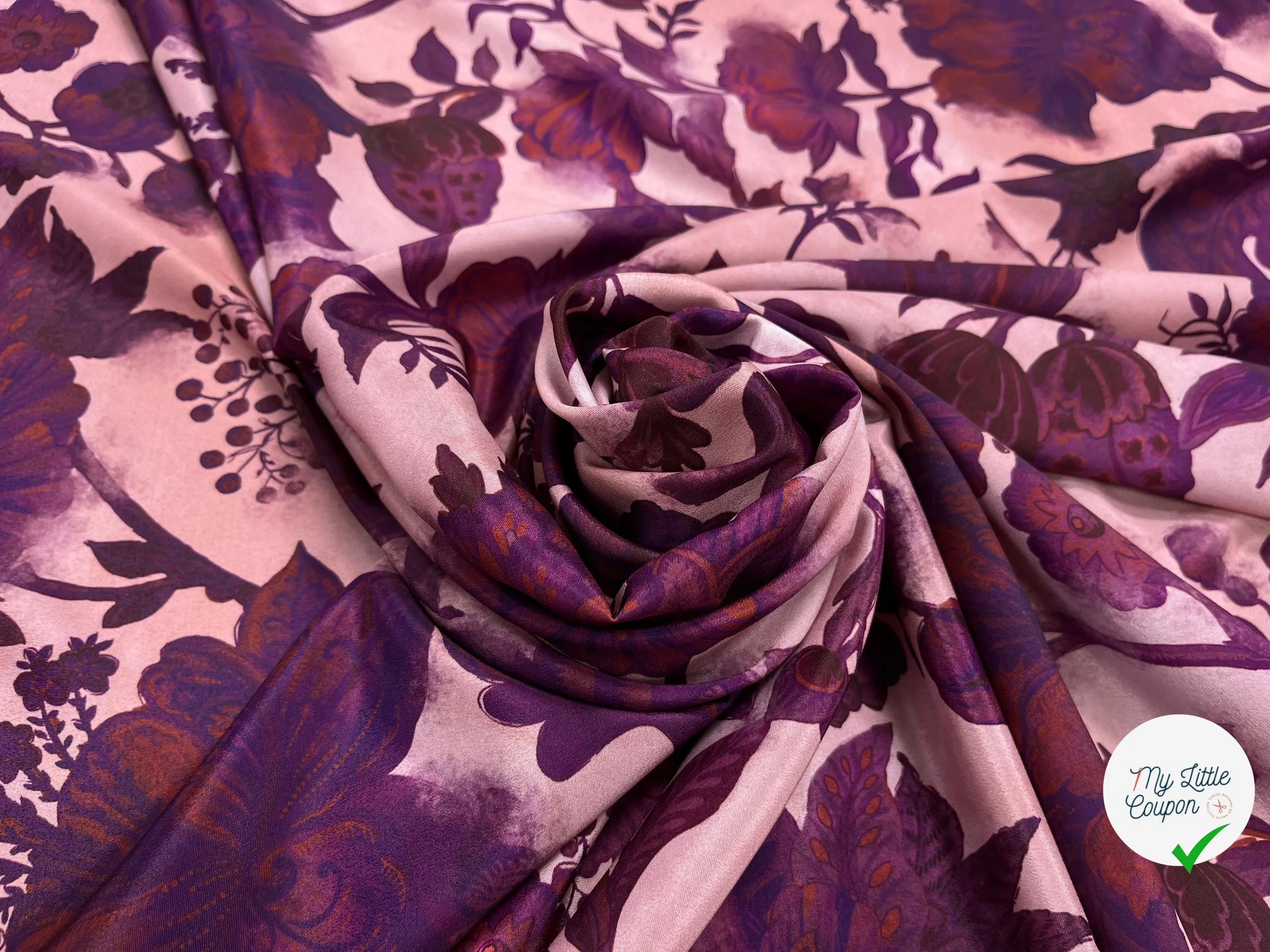 CRÊPE SATINÉ POLYESTER ROSE&VIOLET - My Little Coupon