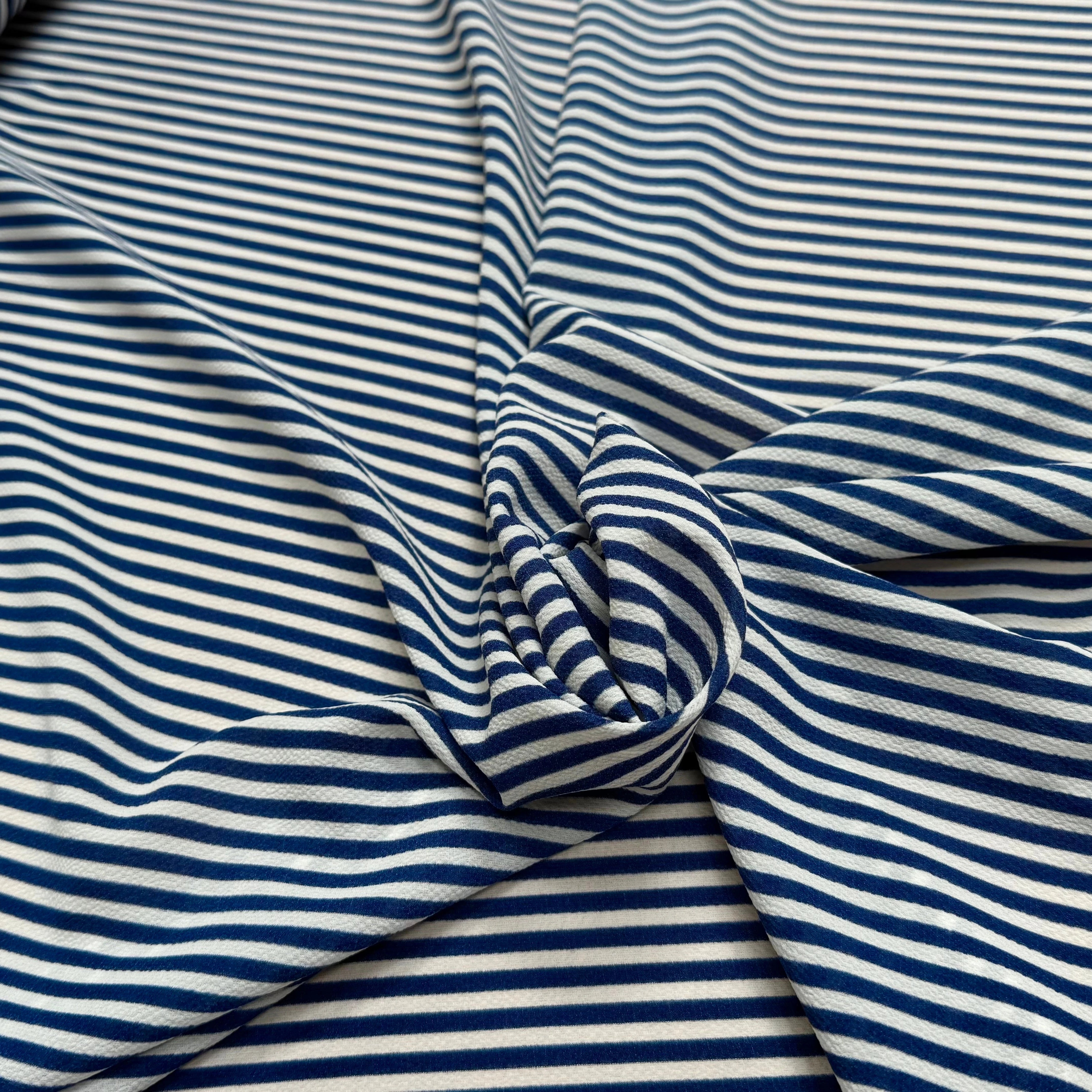 CREPE SEMI-GAUFFRÉ RAYURES BLEUES - My Little Coupon