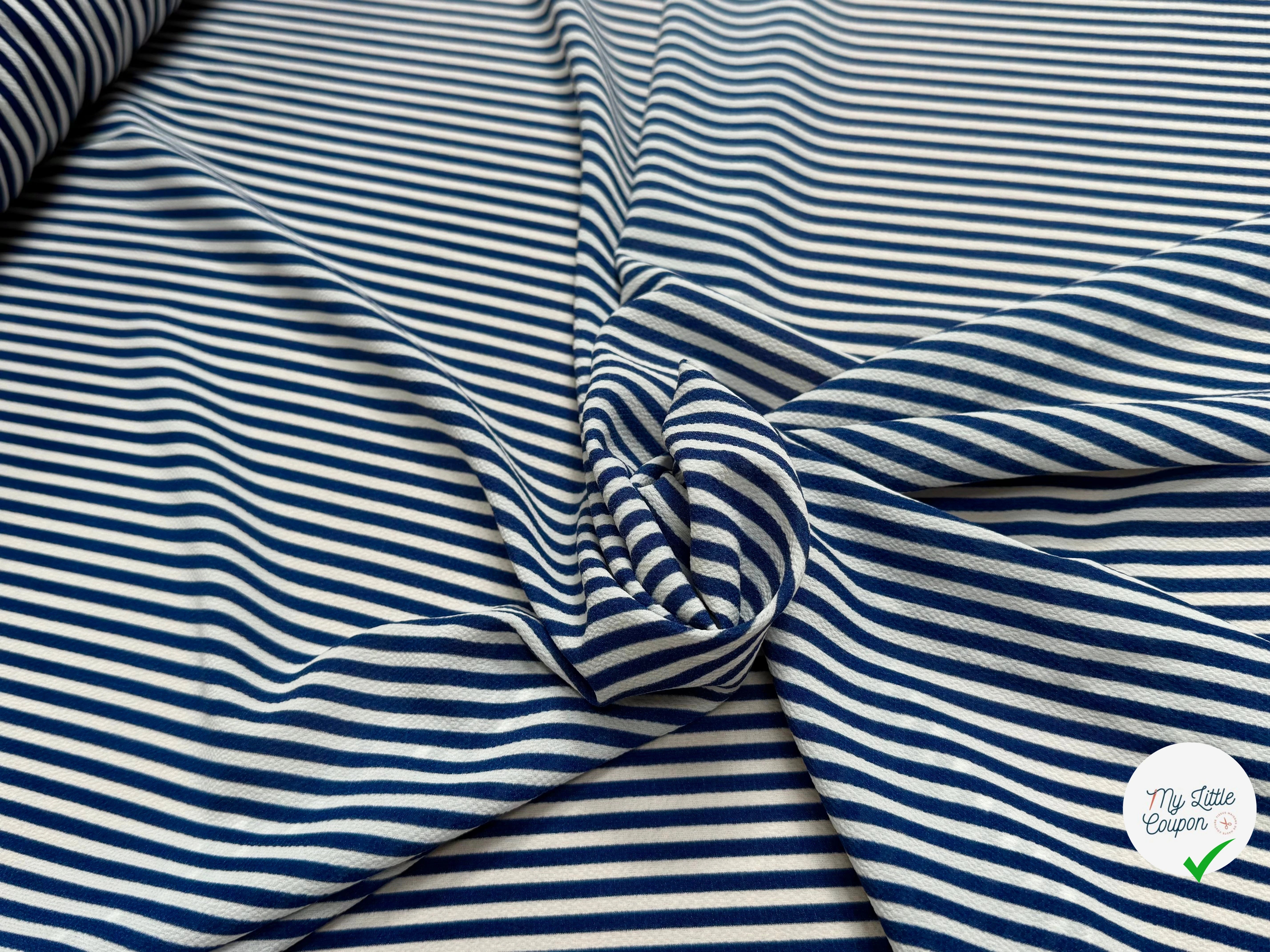 CREPE SEMI-GAUFFRÉ RAYURES BLEUES - My Little Coupon