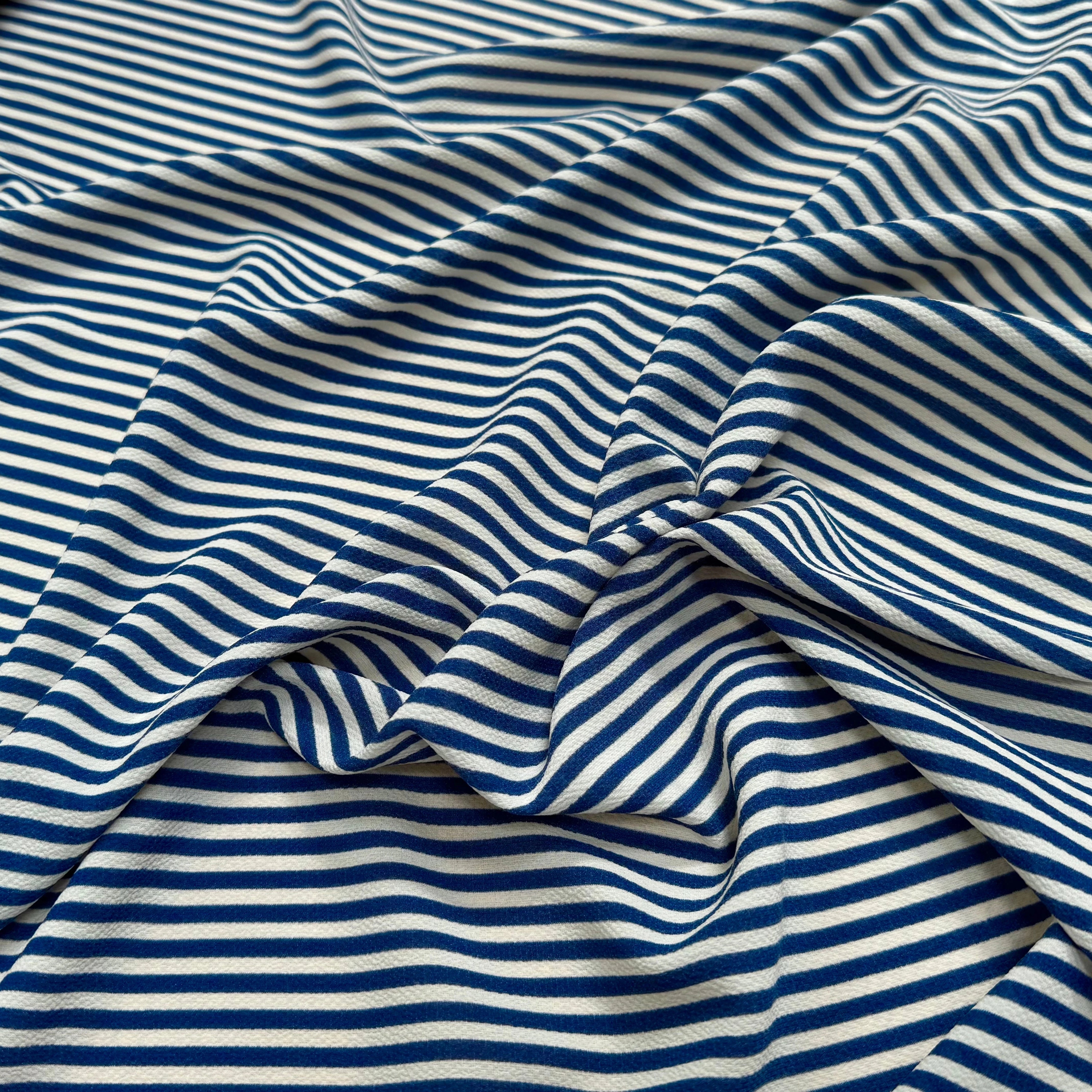 CREPE SEMI-GAUFFRÉ RAYURES BLEUES - My Little Coupon