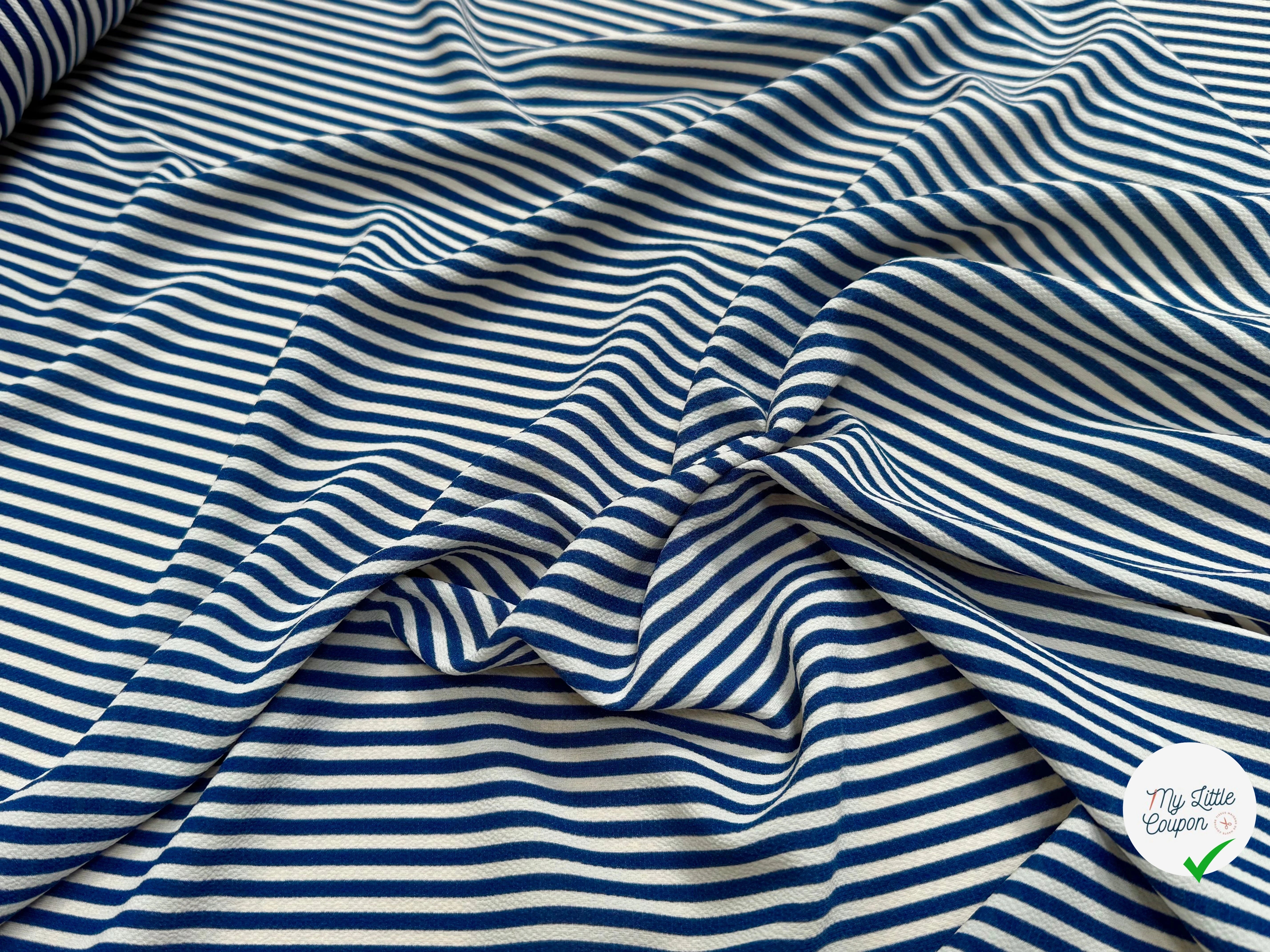CREPE SEMI-GAUFFRÉ RAYURES BLEUES - My Little Coupon