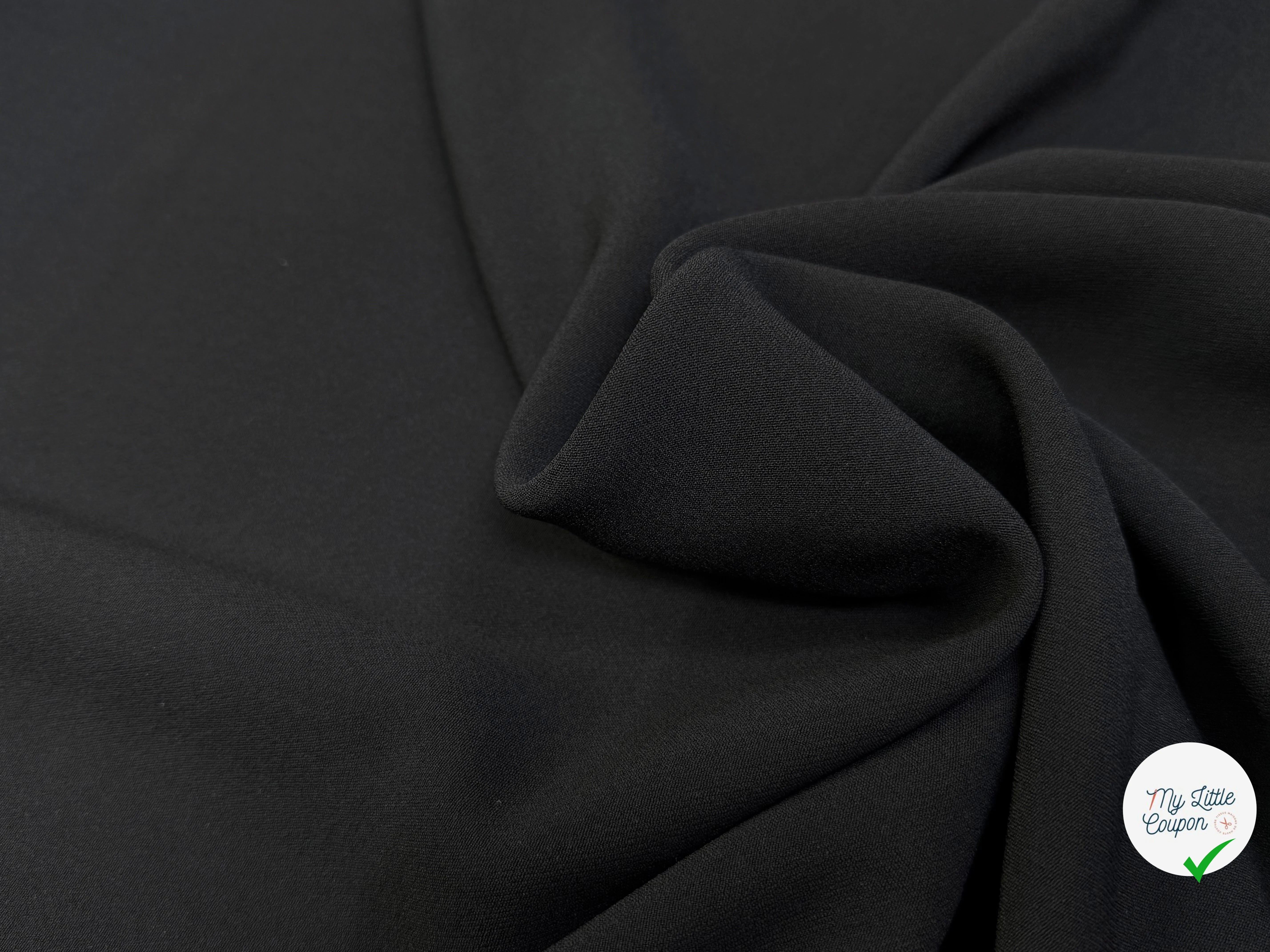 CREPE SEMI-LOURD ACETATE VISCOSE SURTEINTURE NOIR - My Little Coupon