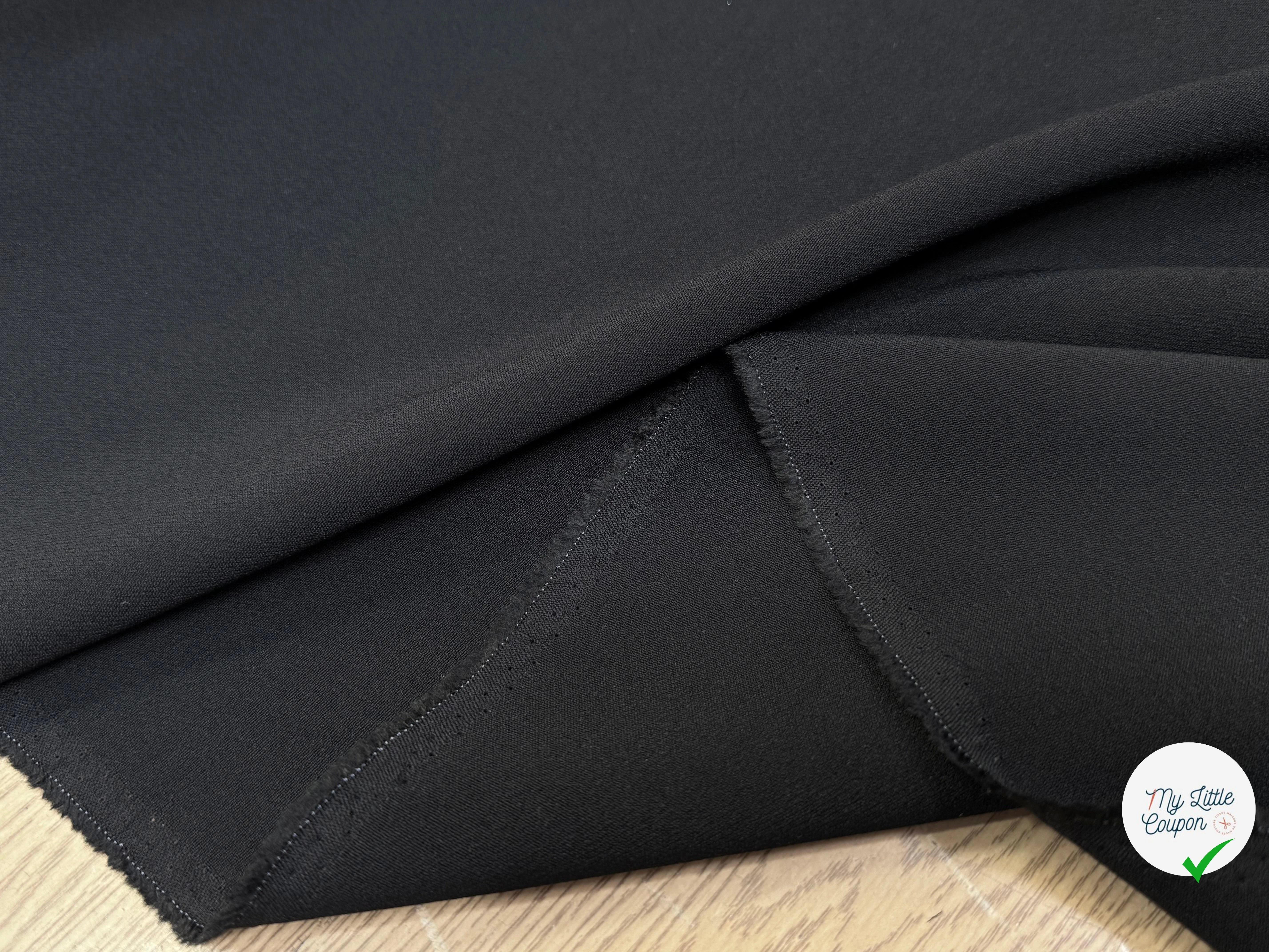 CREPE SEMI-LOURD ACETATE VISCOSE SURTEINTURE NOIR - My Little Coupon