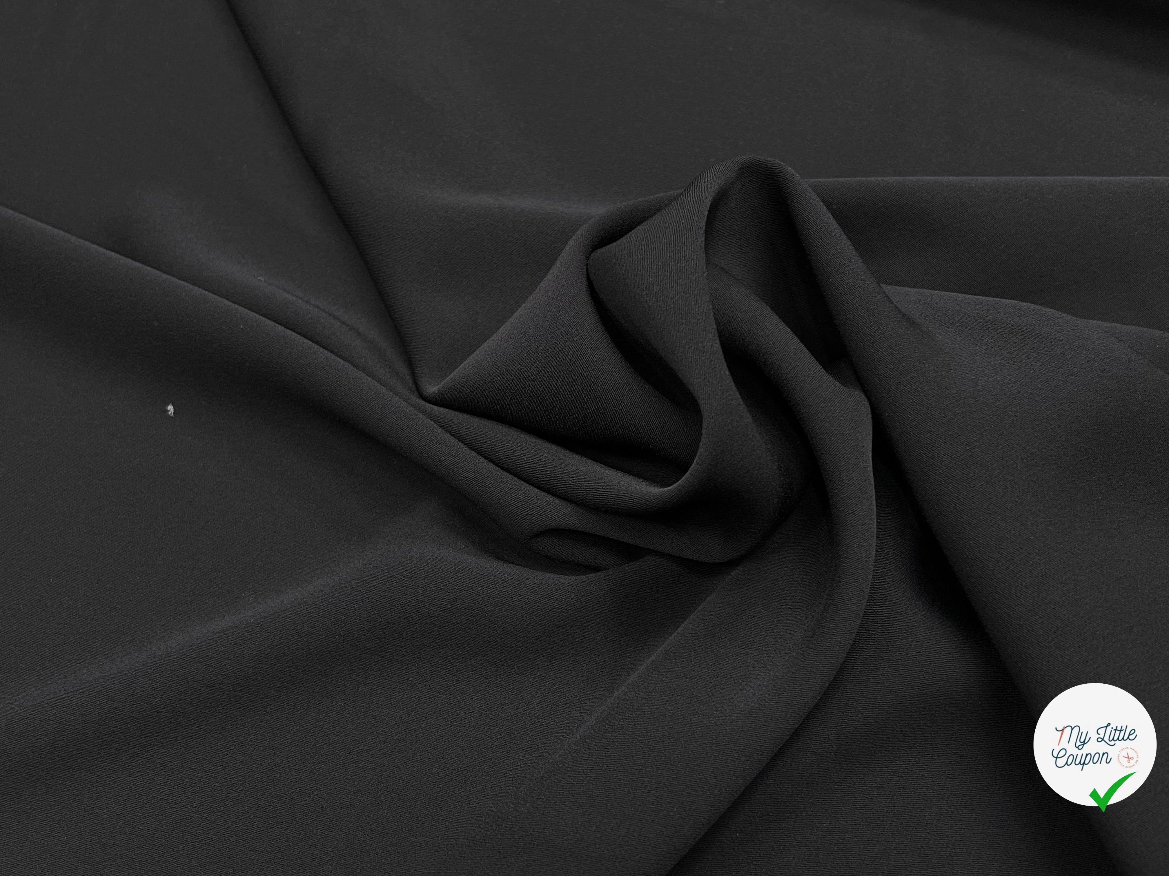 CREPE SEMI-LOURD FLUIDE NOIR LÉGÈREMENT SATINÉ 145CM - My Little Coupon
