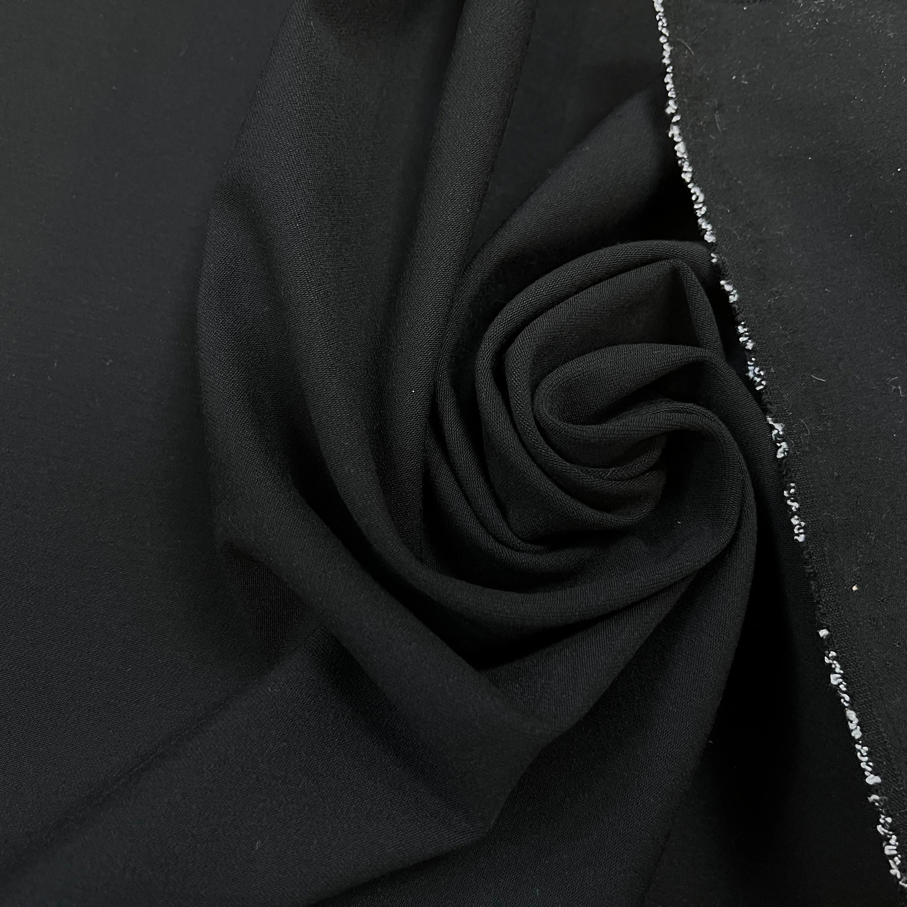 CREPE SEMI LOURD POLYESTER NOIR & STRETCH - My Little Coupon