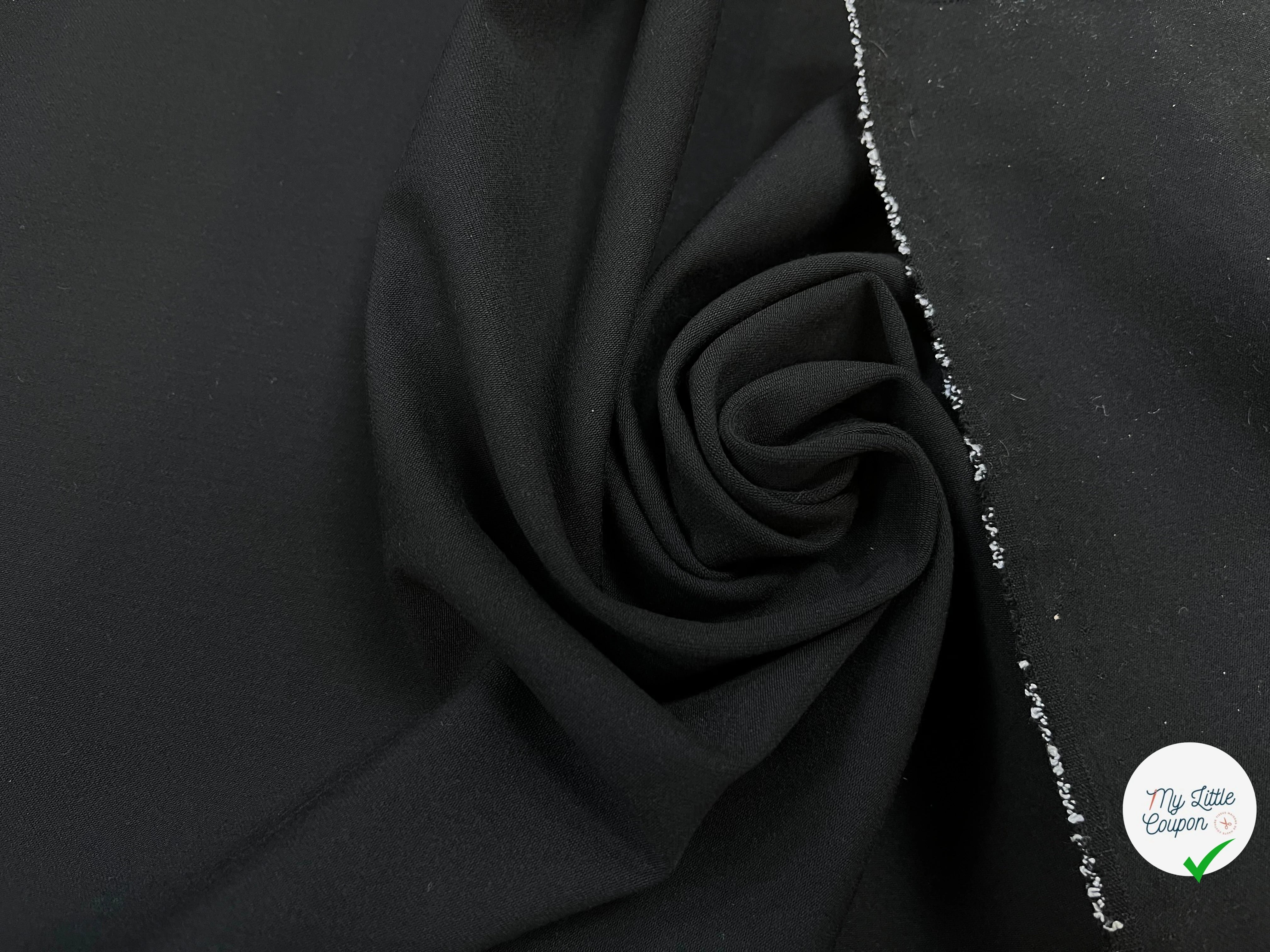 CREPE SEMI LOURD POLYESTER NOIR & STRETCH - My Little Coupon