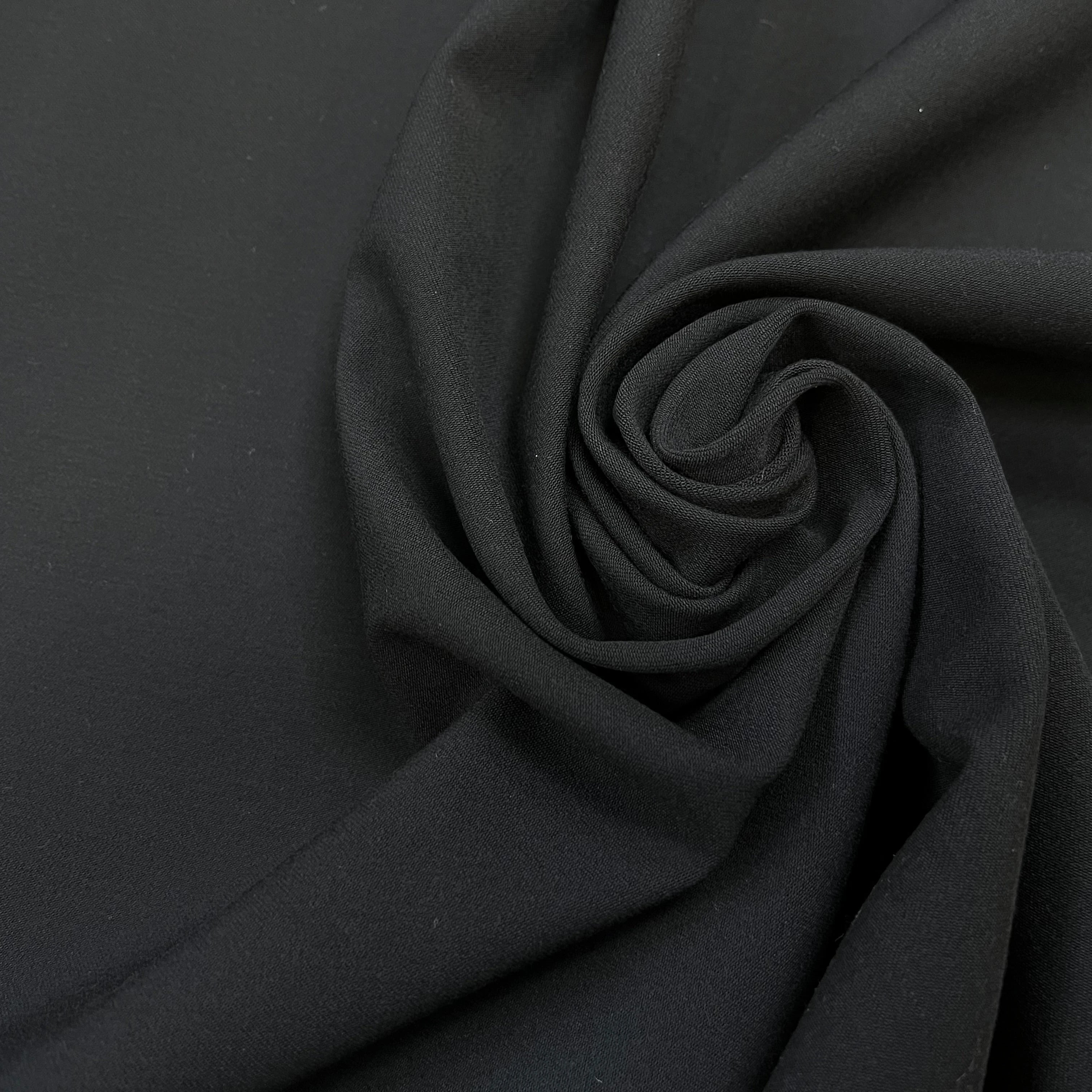 CREPE SEMI LOURD POLYESTER NOIR & STRETCH - My Little Coupon