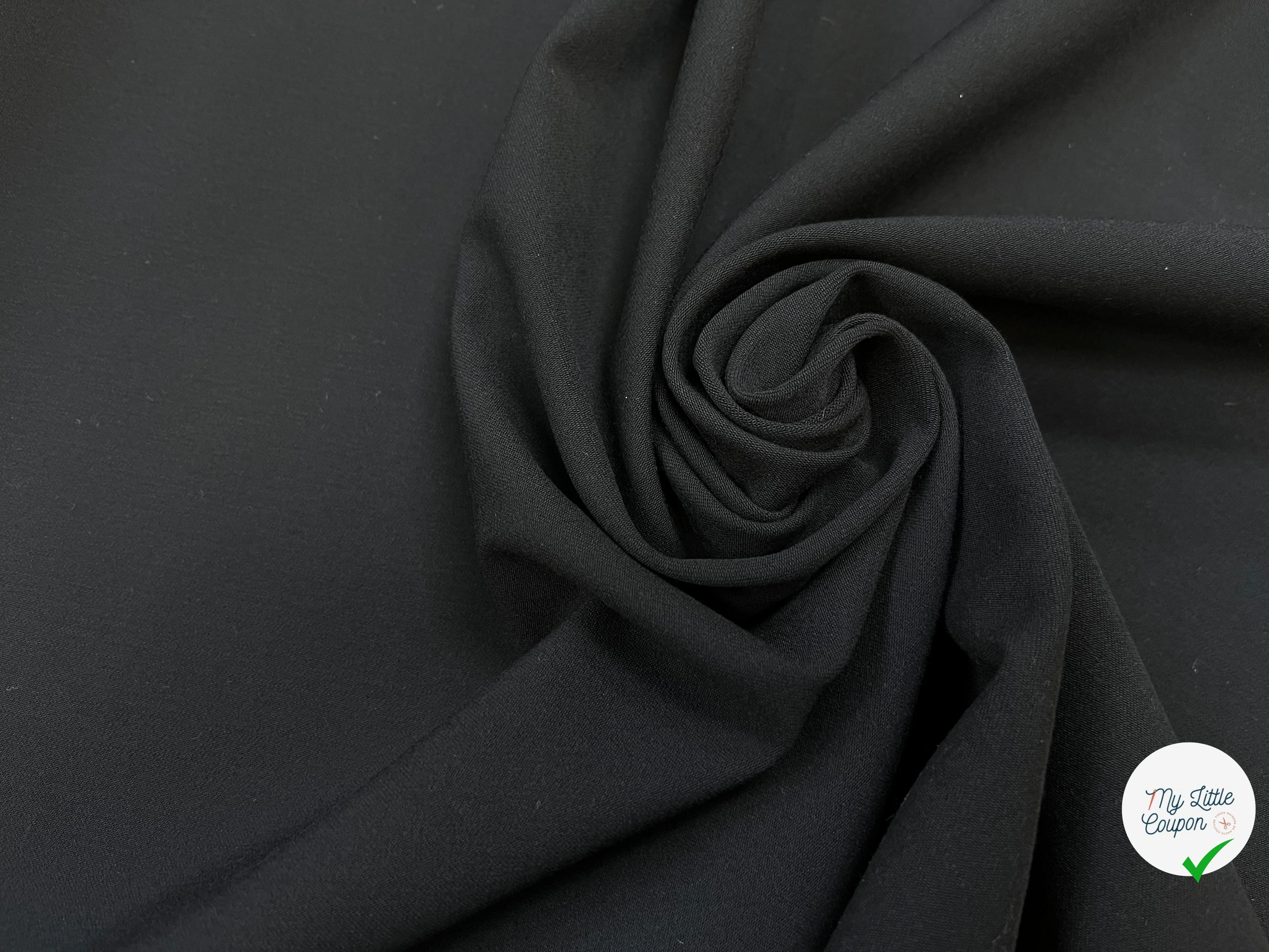 CREPE SEMI LOURD POLYESTER NOIR & STRETCH - My Little Coupon