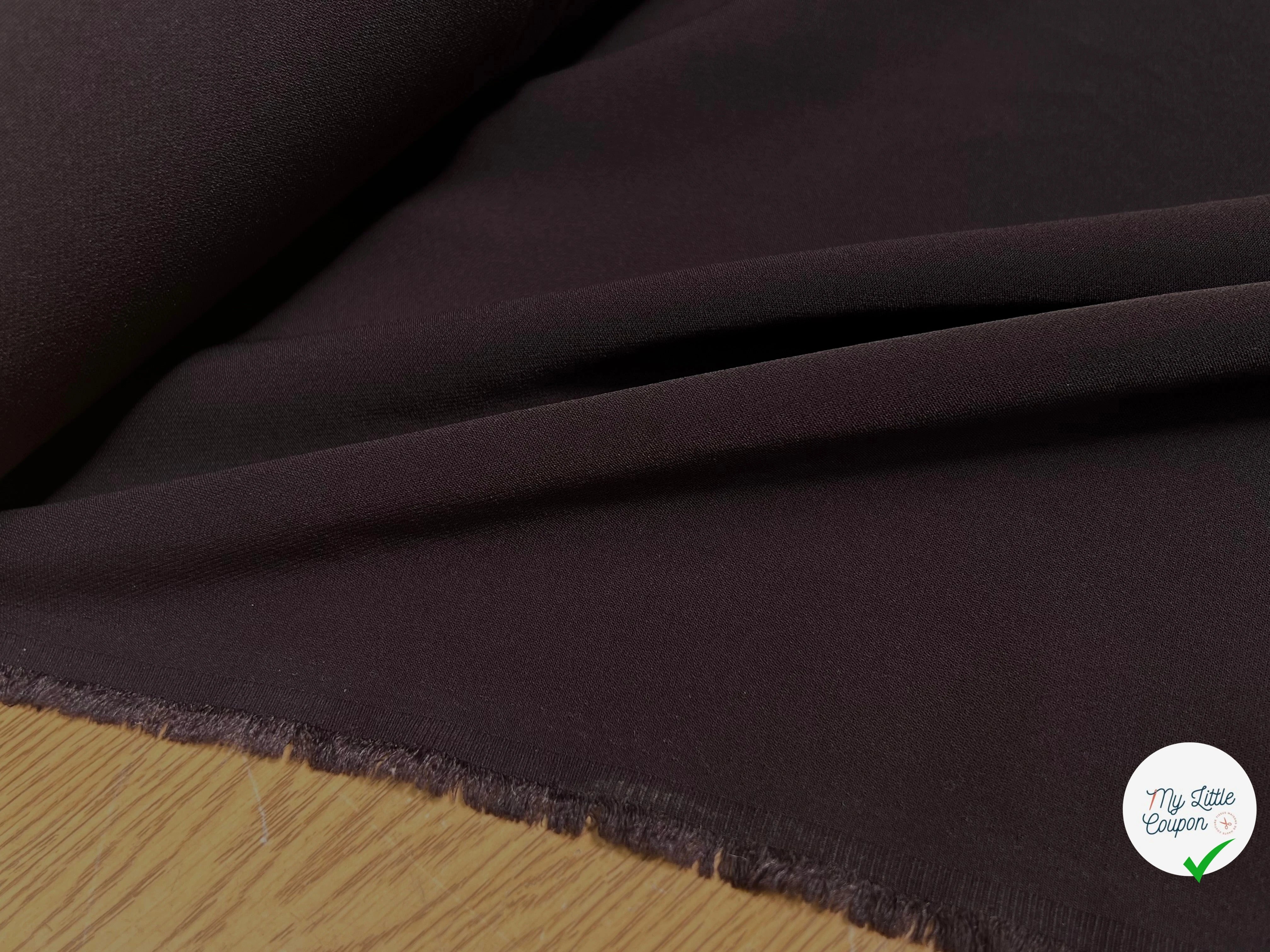 CREPE SEMI-LOURD STRETCH AUBERGINE FONCÉ - My Little Coupon