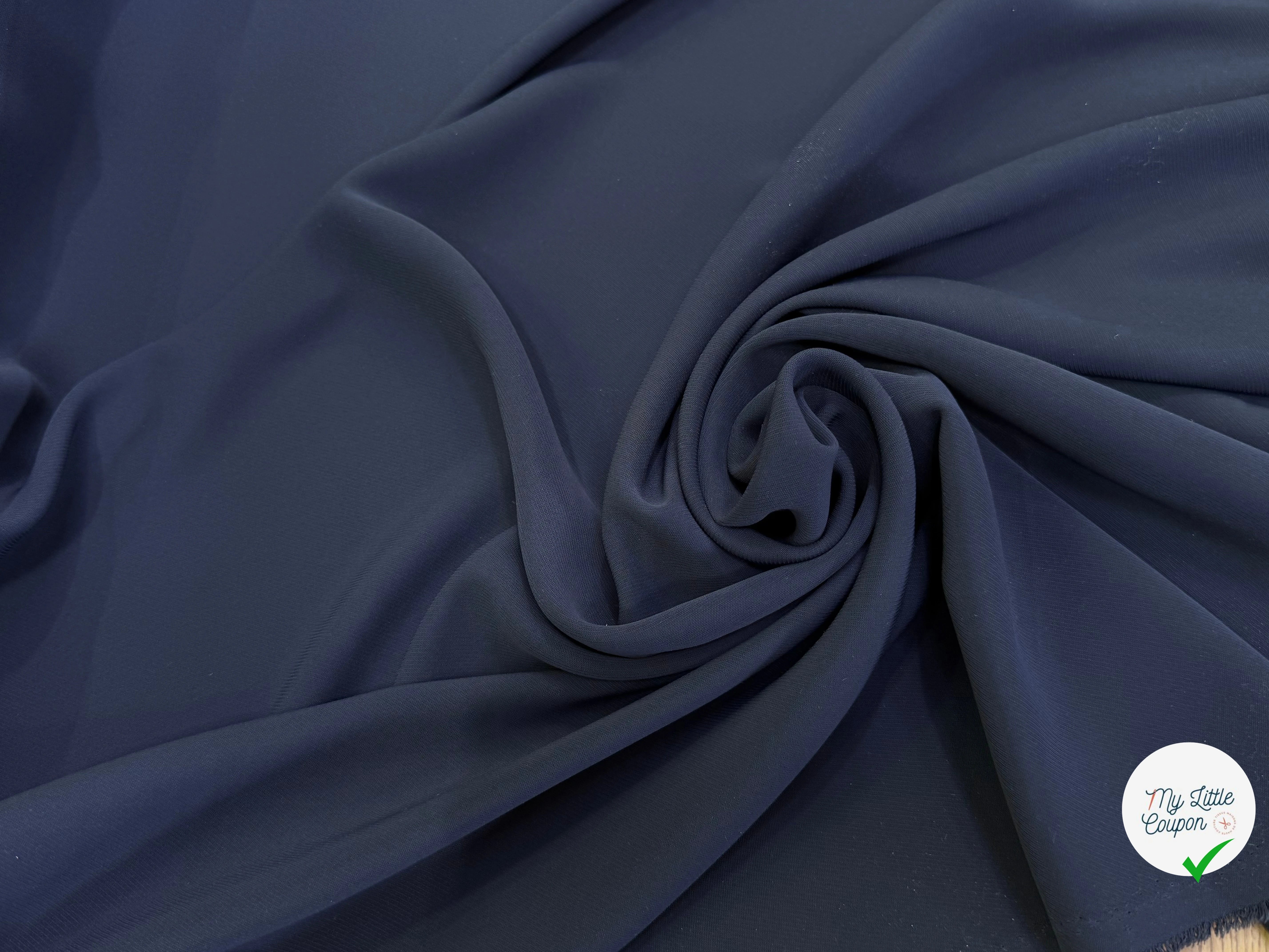 CREPE SERGÉ LOURD TOMBÉ FLUIDE BLEU CARBONE/MARINE - My Little Coupon