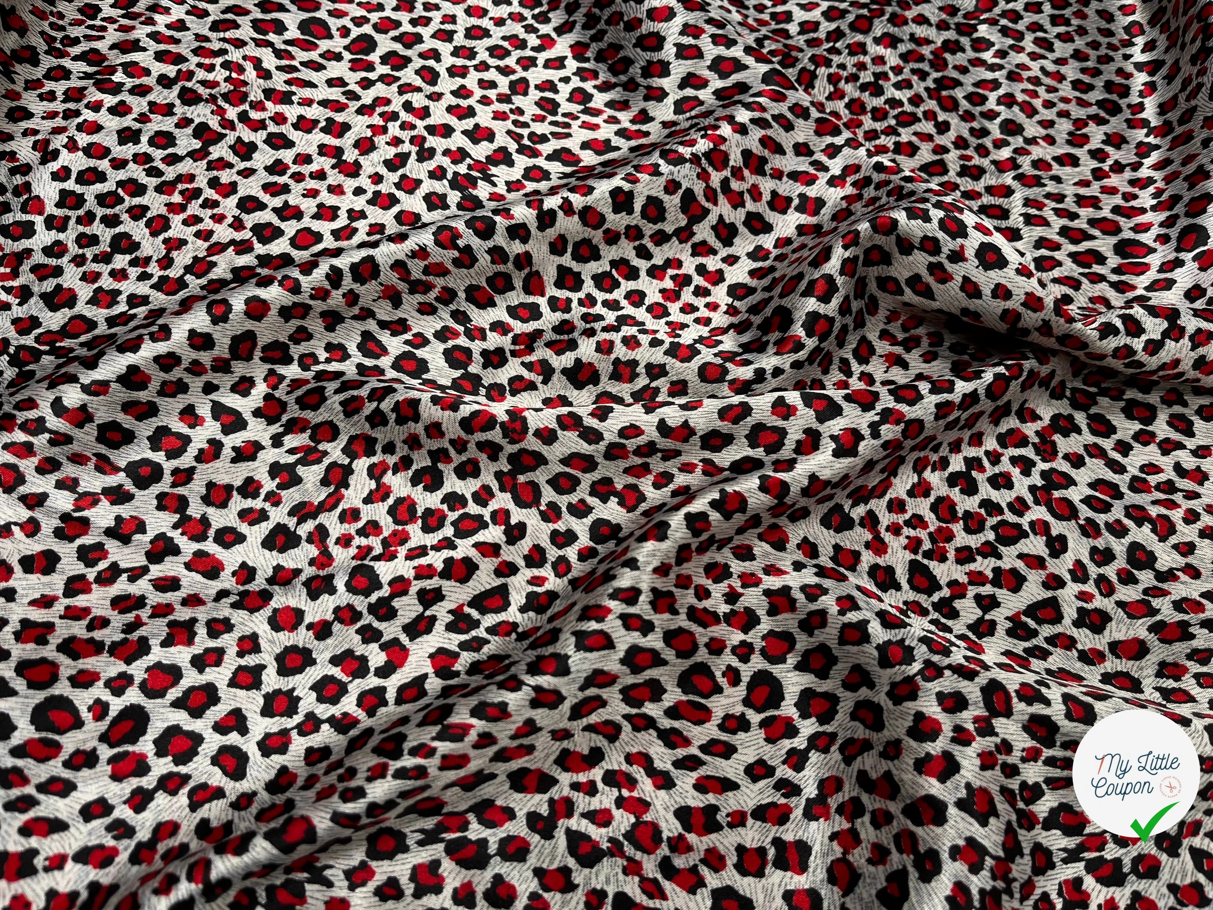 CREPE STINÉ POLYESTER IMPRIMÉ MOTIF ANIMAL LÉOPARD - My Little Coupon