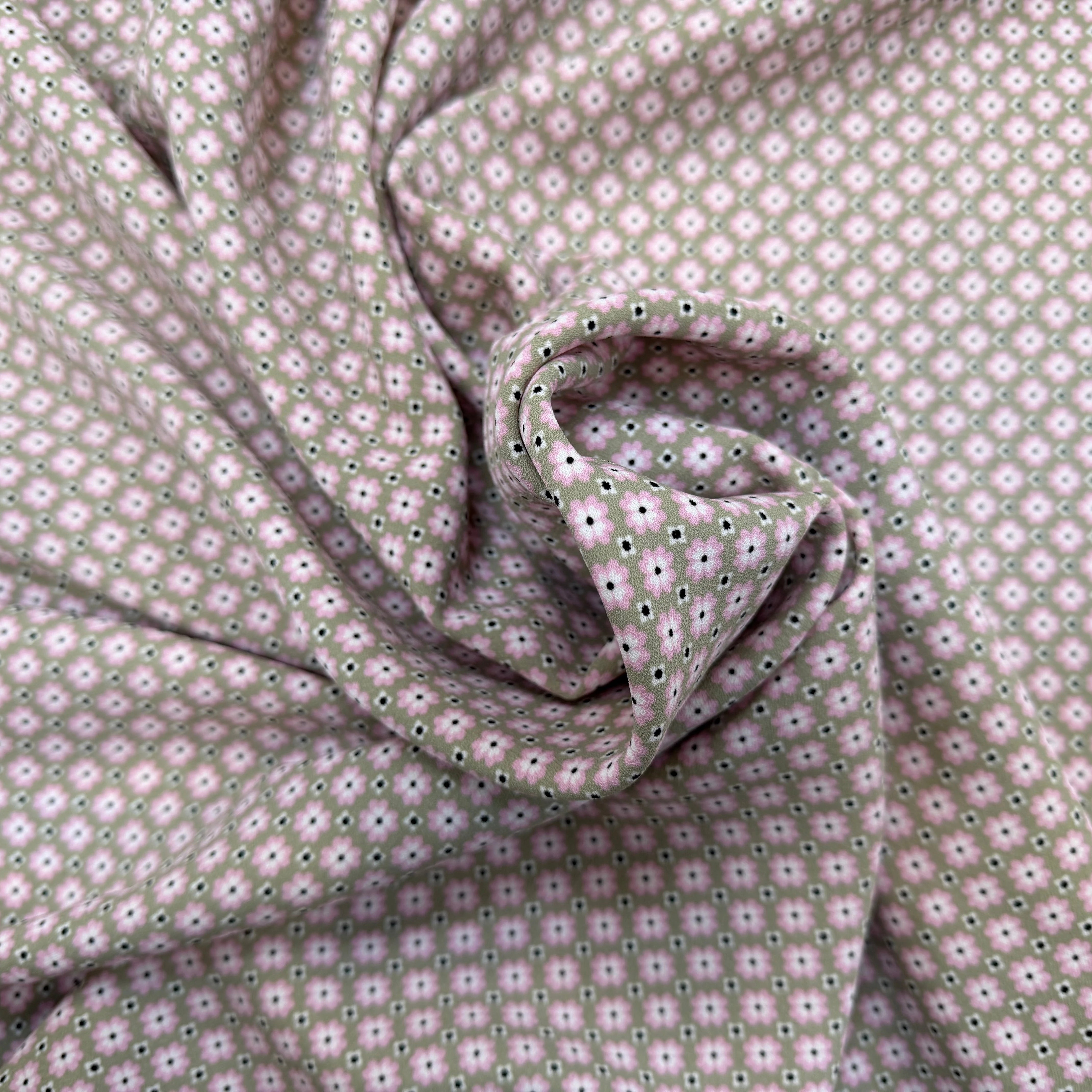 CREPE SUPERBE TENUE PRINT FLOWERS FOND ROSE - My Little Coupon