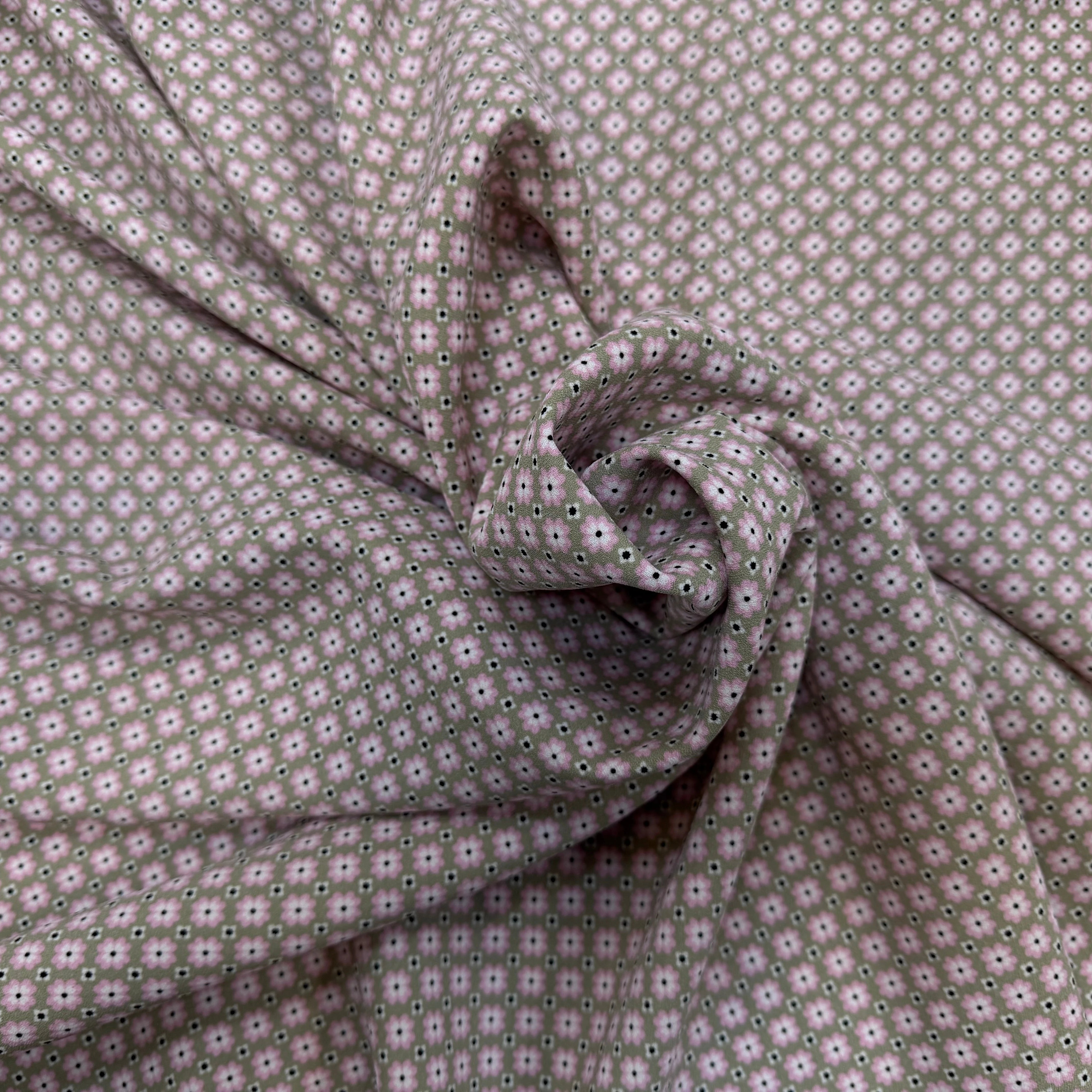 CREPE SUPERBE TENUE PRINT FLOWERS FOND ROSE - My Little Coupon