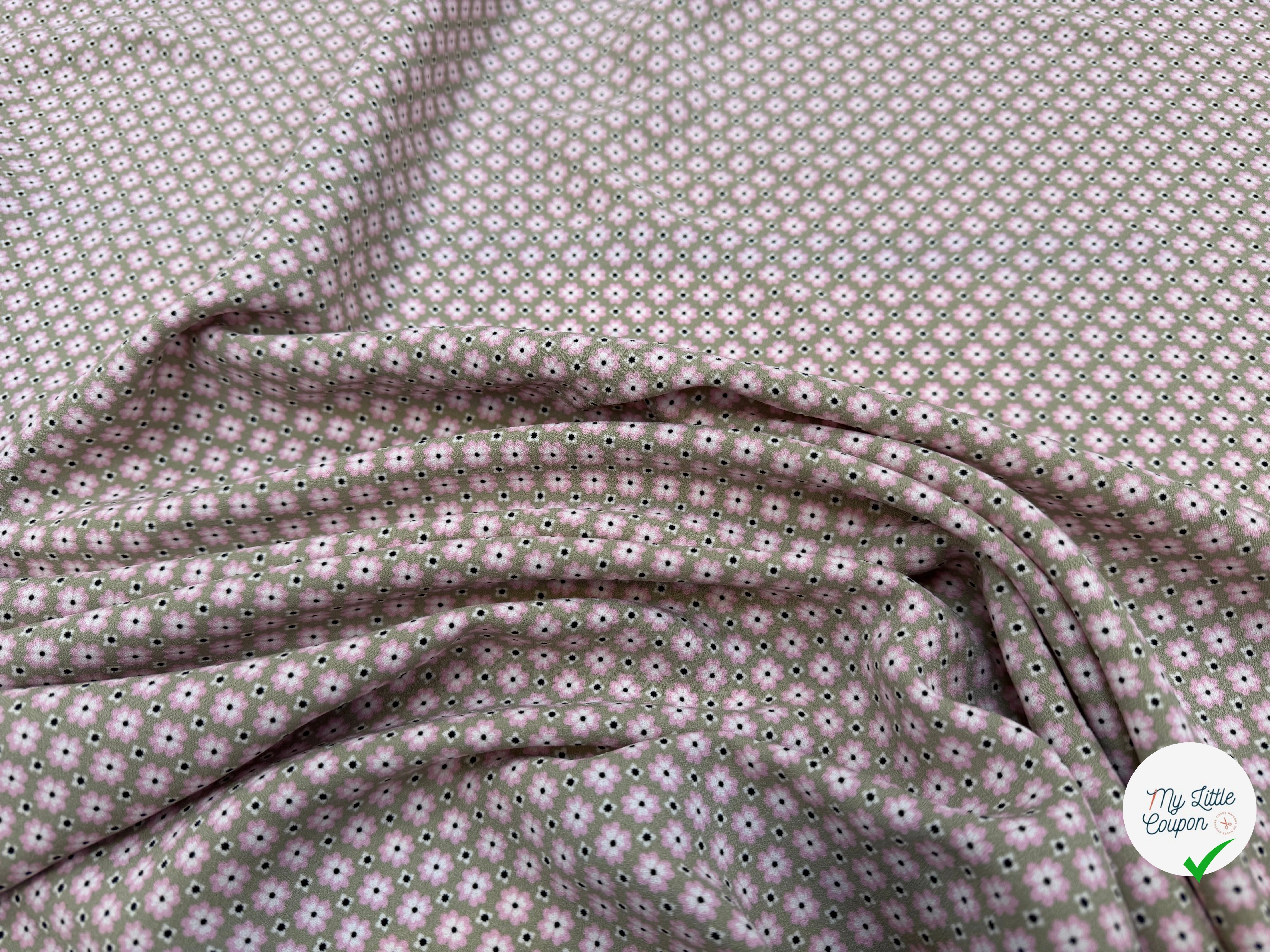 CREPE SUPERBE TENUE PRINT FLOWERS FOND ROSE - My Little Coupon