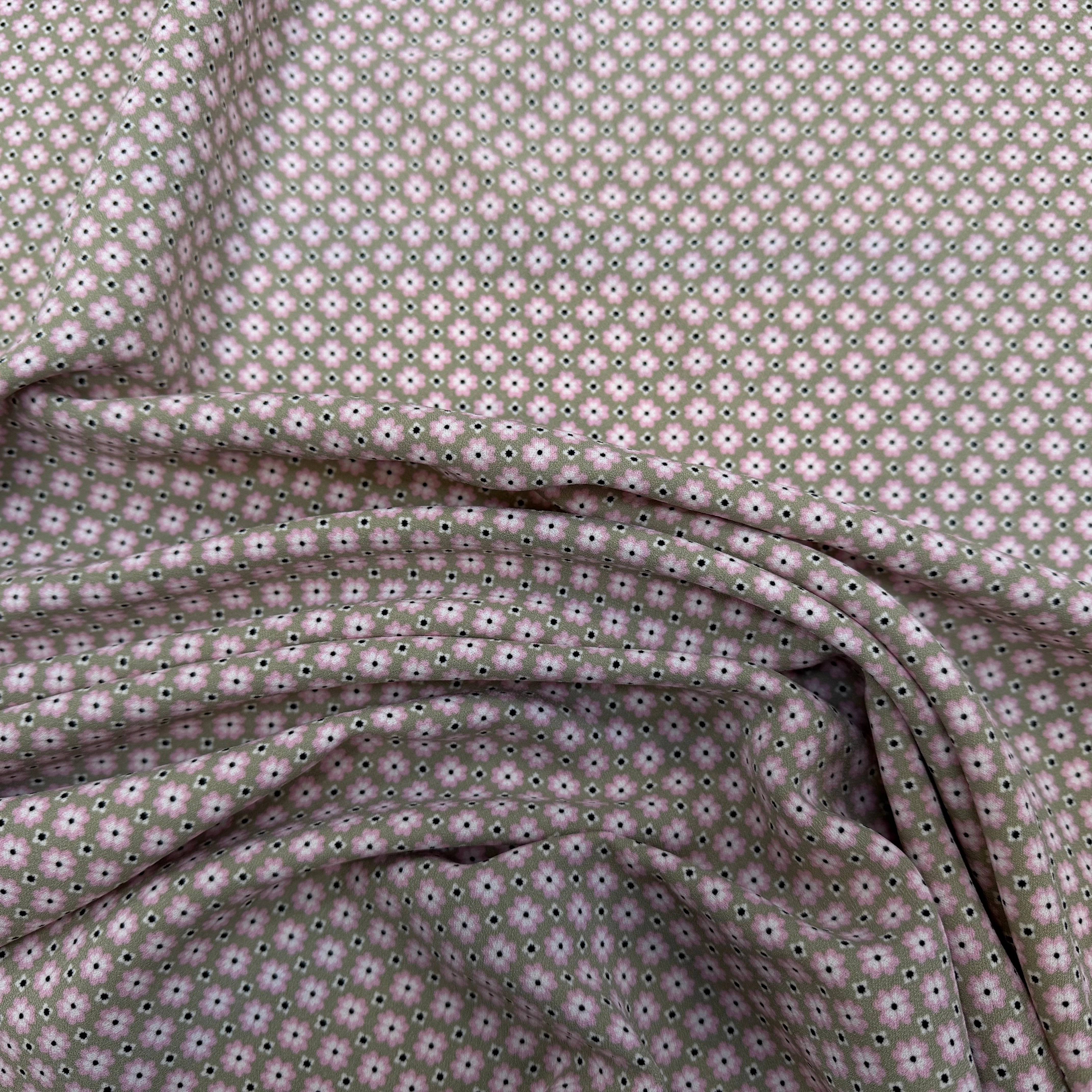 CREPE SUPERBE TENUE PRINT FLOWERS FOND ROSE - My Little Coupon