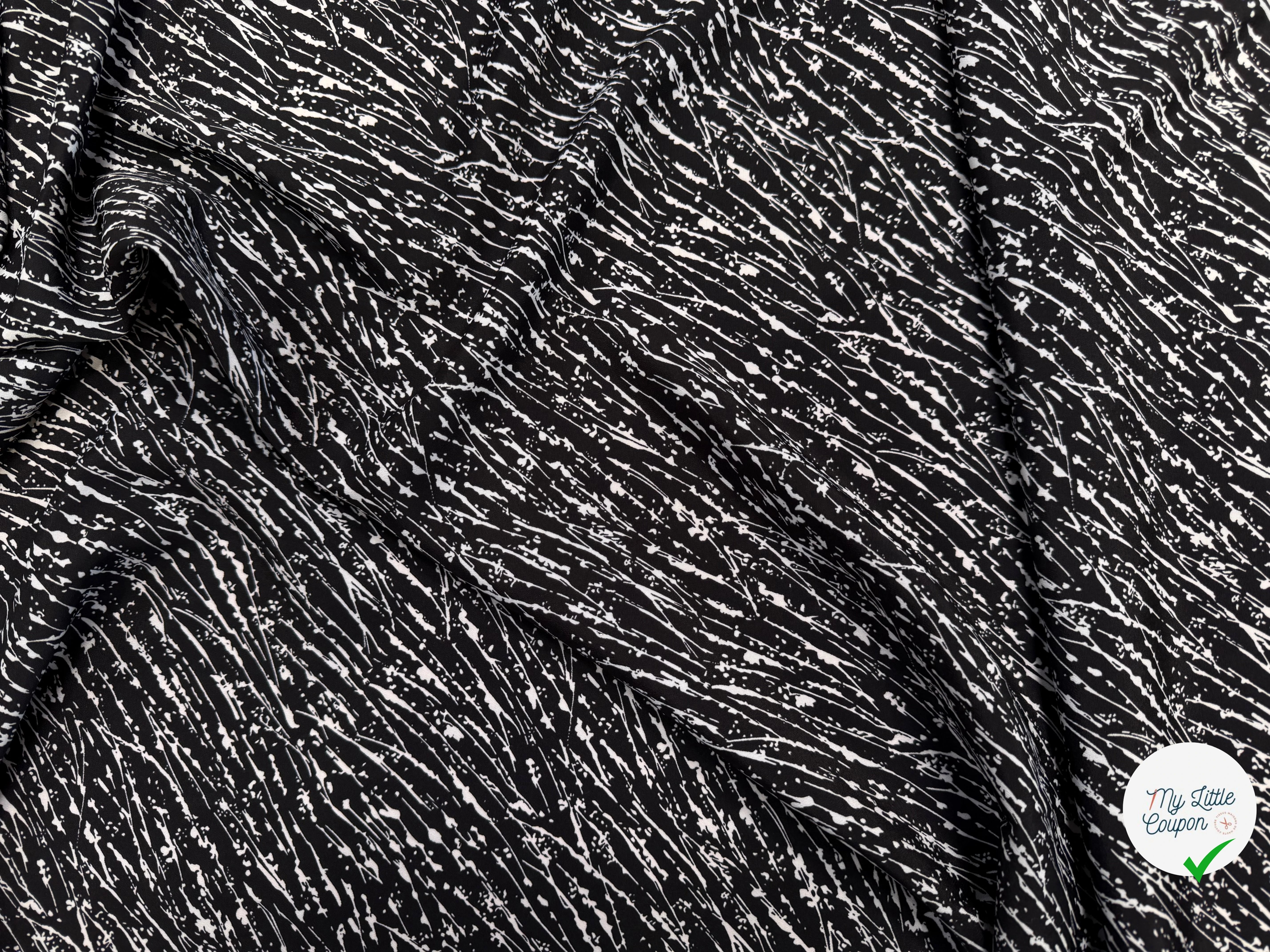 CREPE TRÈS LEGEREMENT TEXTURÉ PLUIE PEINTURE BLANCHE SUR FOND NOIR - My Little Coupon