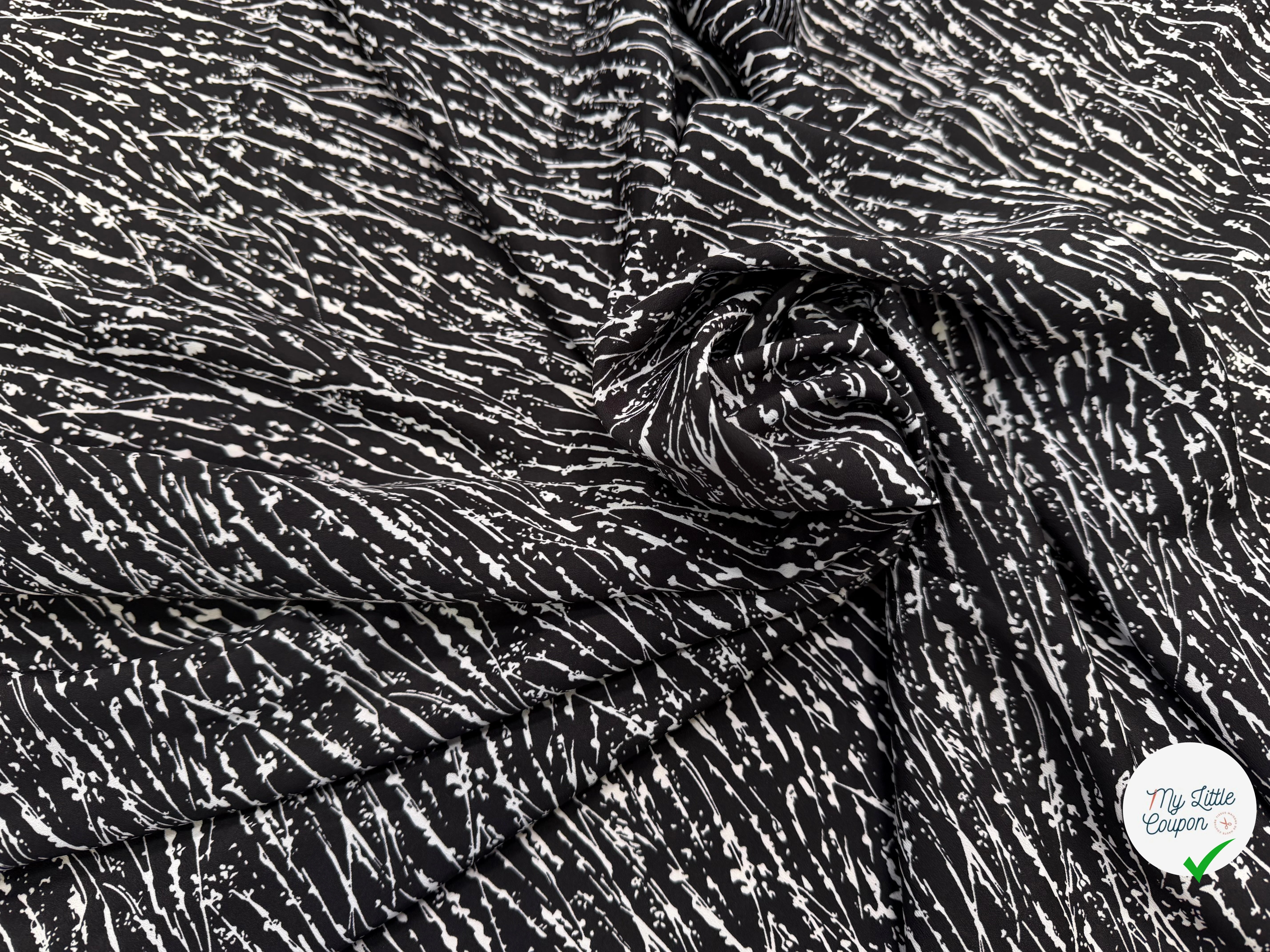 CREPE TRÈS LEGEREMENT TEXTURÉ PLUIE PEINTURE BLANCHE SUR FOND NOIR - My Little Coupon