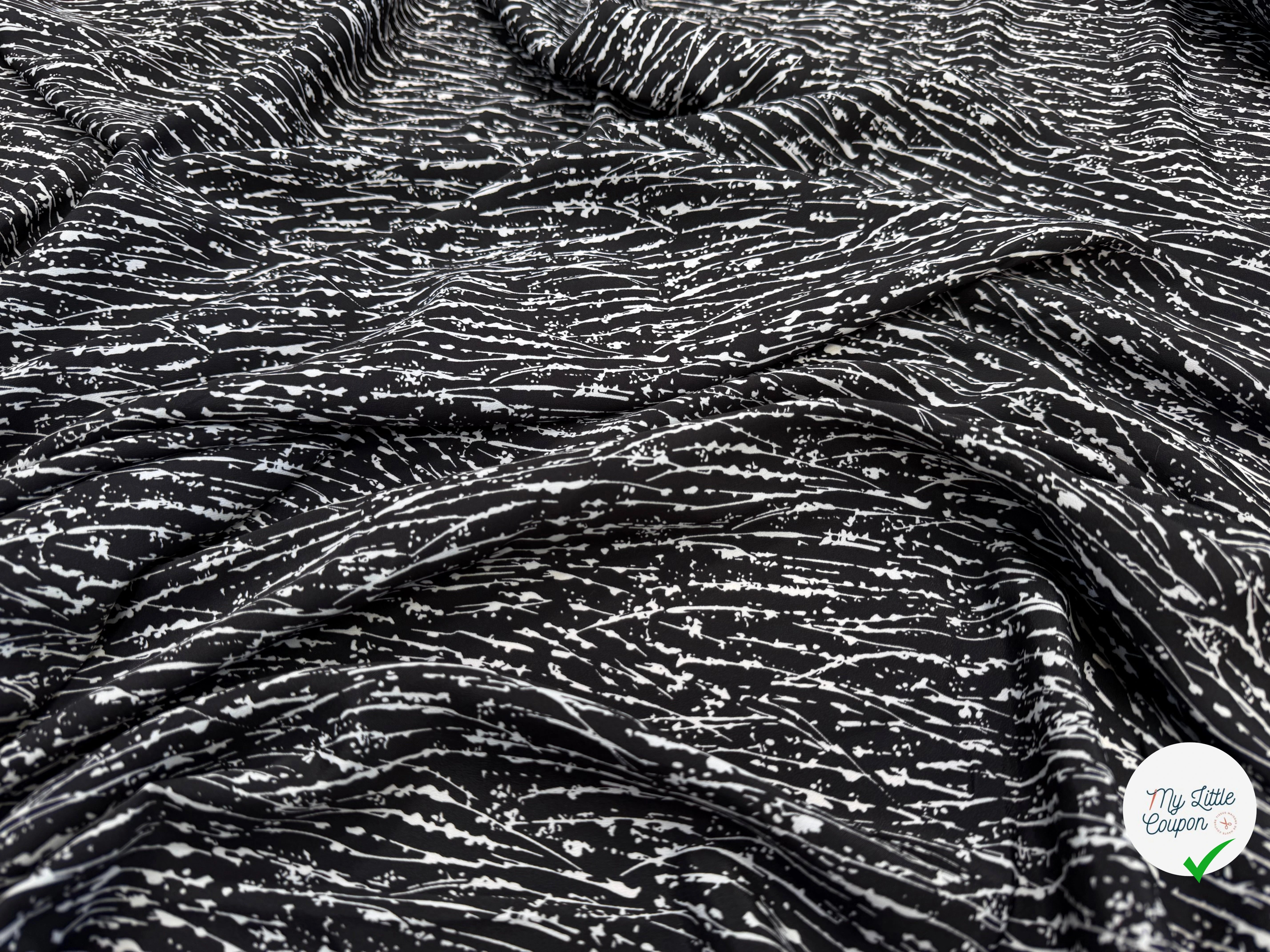 CREPE TRÈS LEGEREMENT TEXTURÉ PLUIE PEINTURE BLANCHE SUR FOND NOIR - My Little Coupon