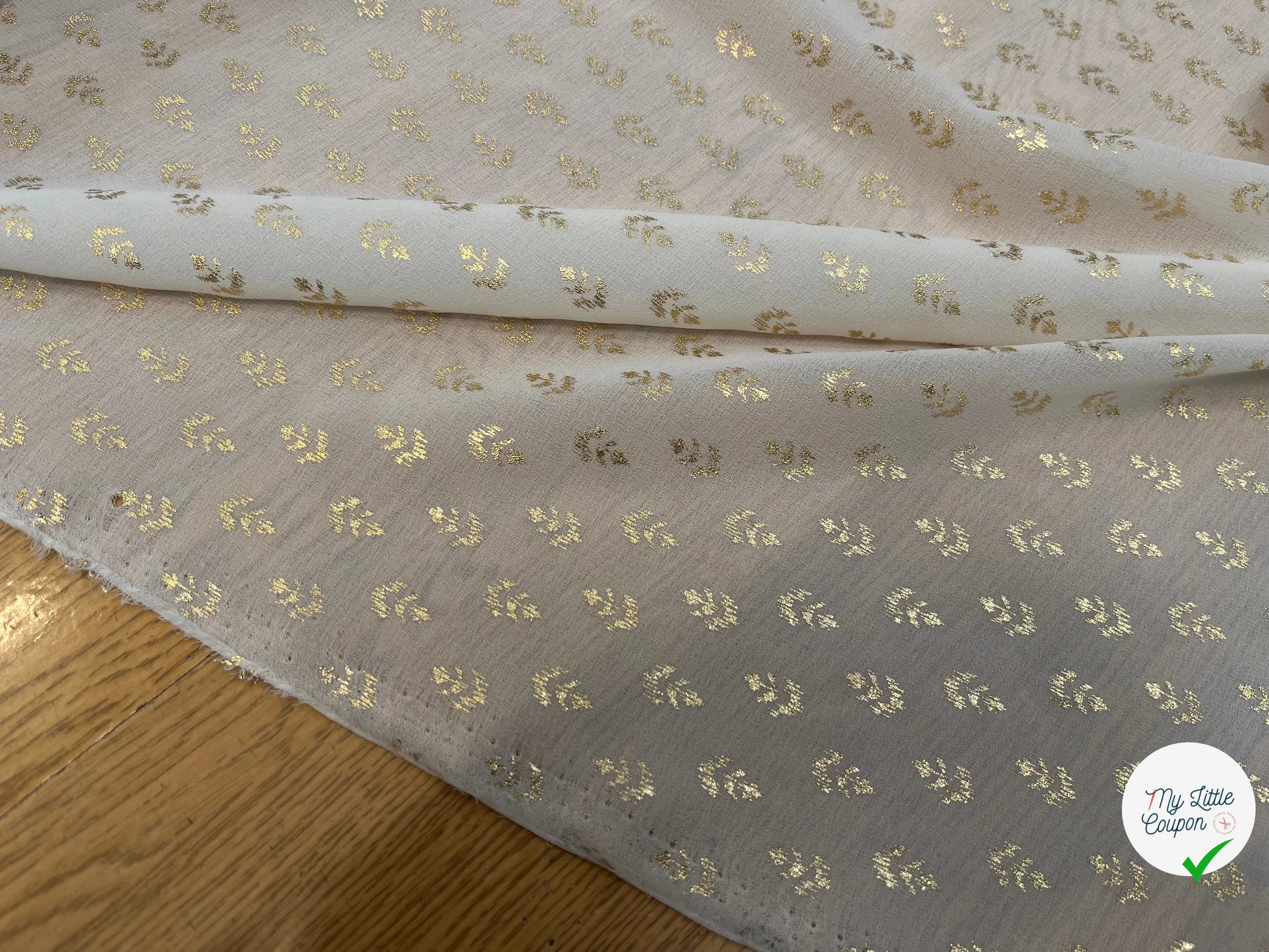 CREPE VANILLE MOTIF FLEURS OR - My Little Coupon