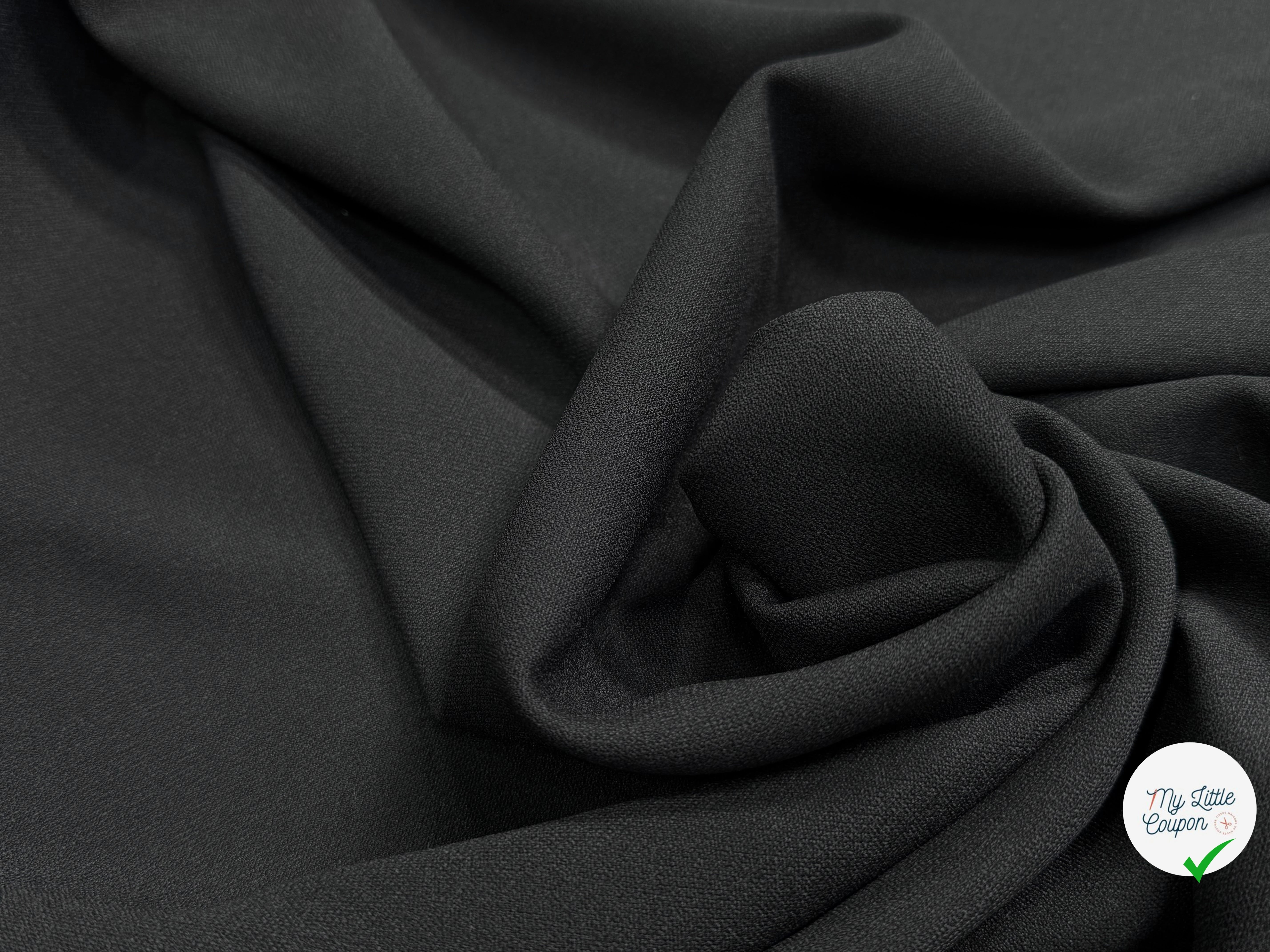 CREPE VISCOSE ACETATE STRETCH SÉMI-LOURD NOIR 50% VISCOSE 4% ÉLASTHANNE - My Little Coupon