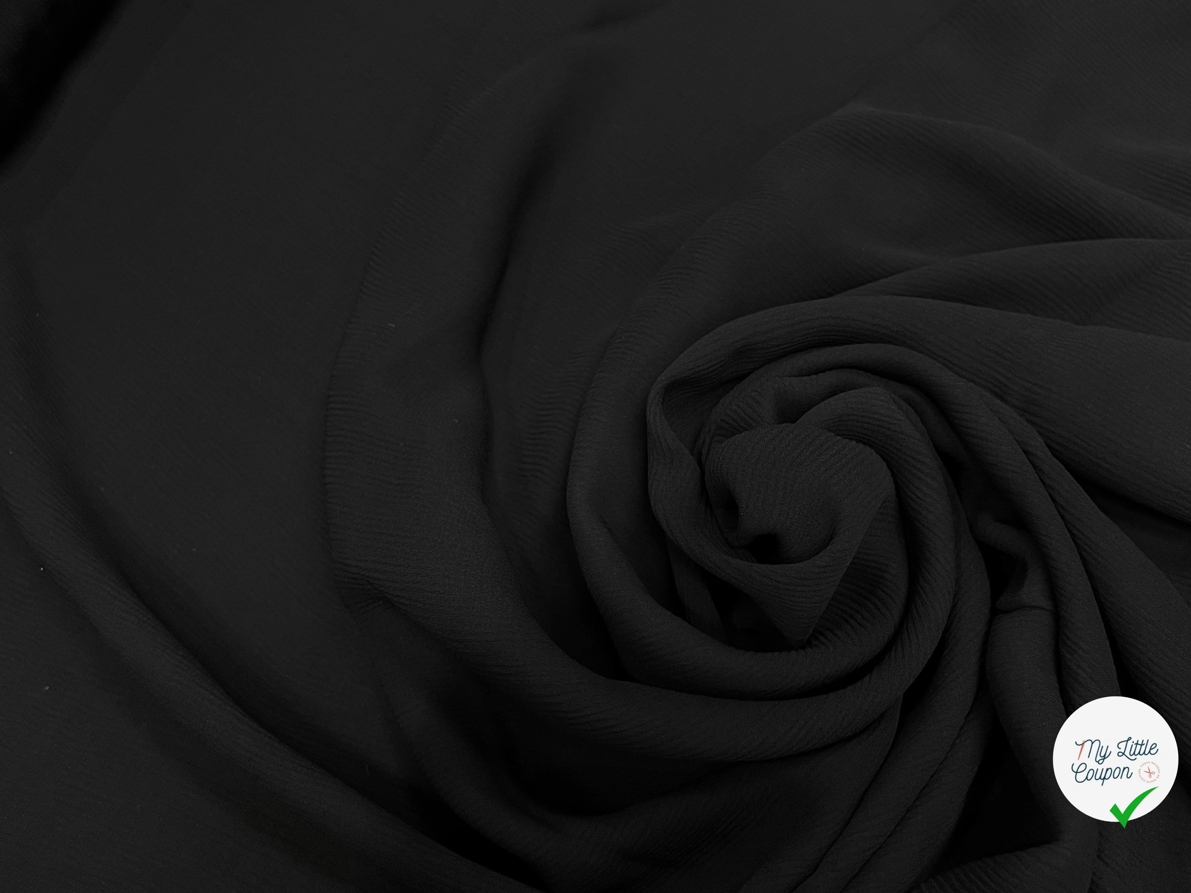 CREPE VISCOSE CHIC TOMBÉ FAÇON PLISSÉE NOIR 100% VISCOSE - My Little Coupon