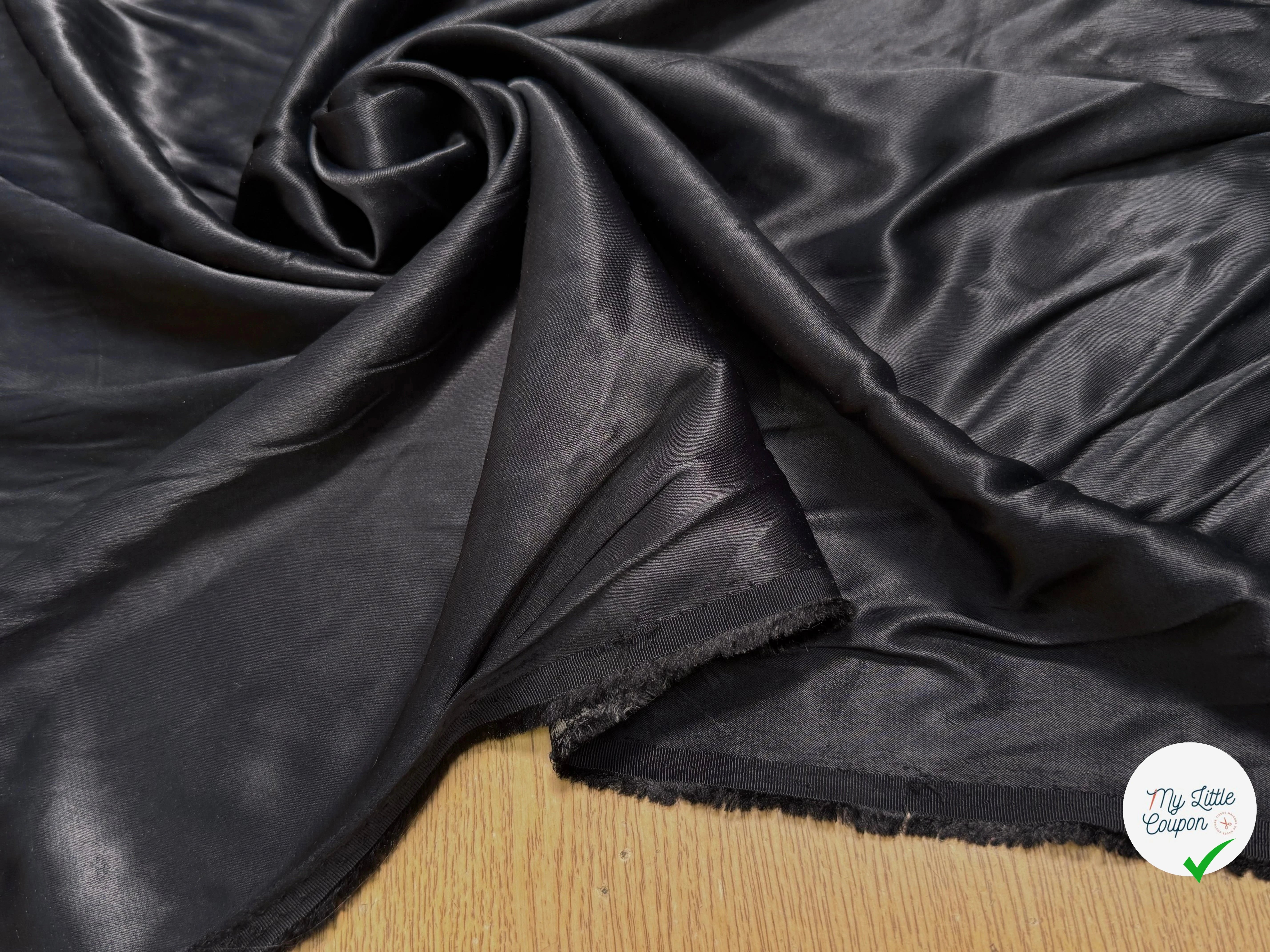CREPE VISCOSE ENVERS SATIN NOIR BEAU TOMBÉ - My Little Coupon