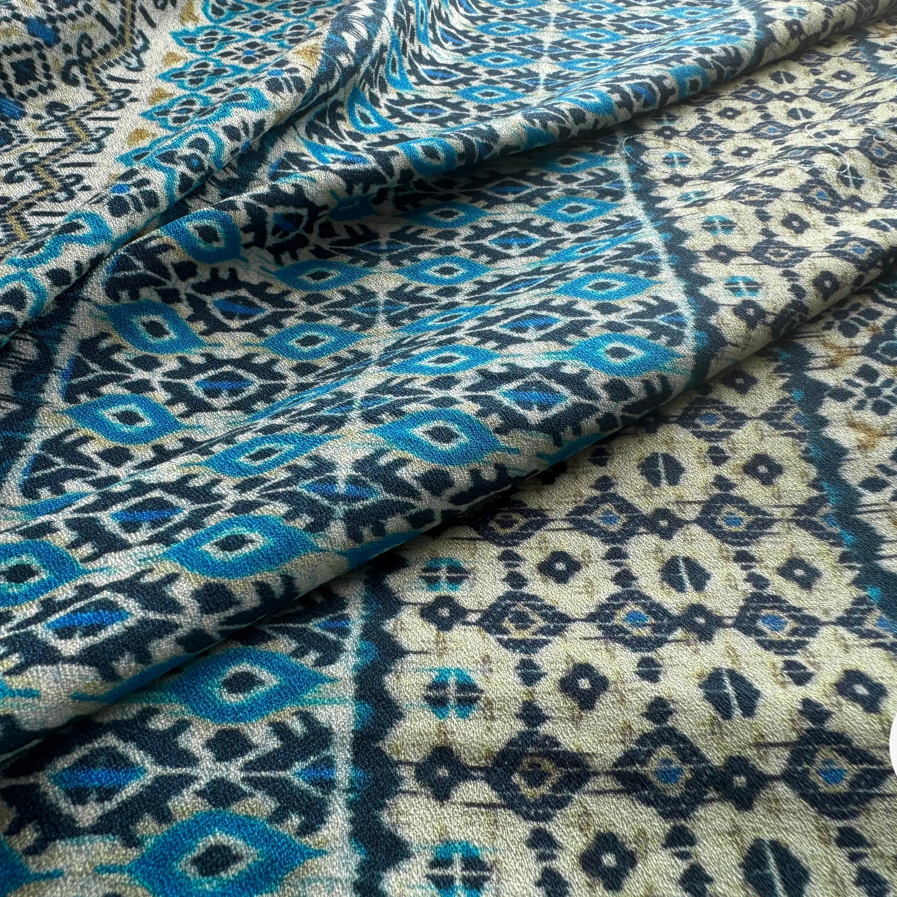 CRÊPE VISCOSE ETNIK DIVERS BLEU - My Little Coupon