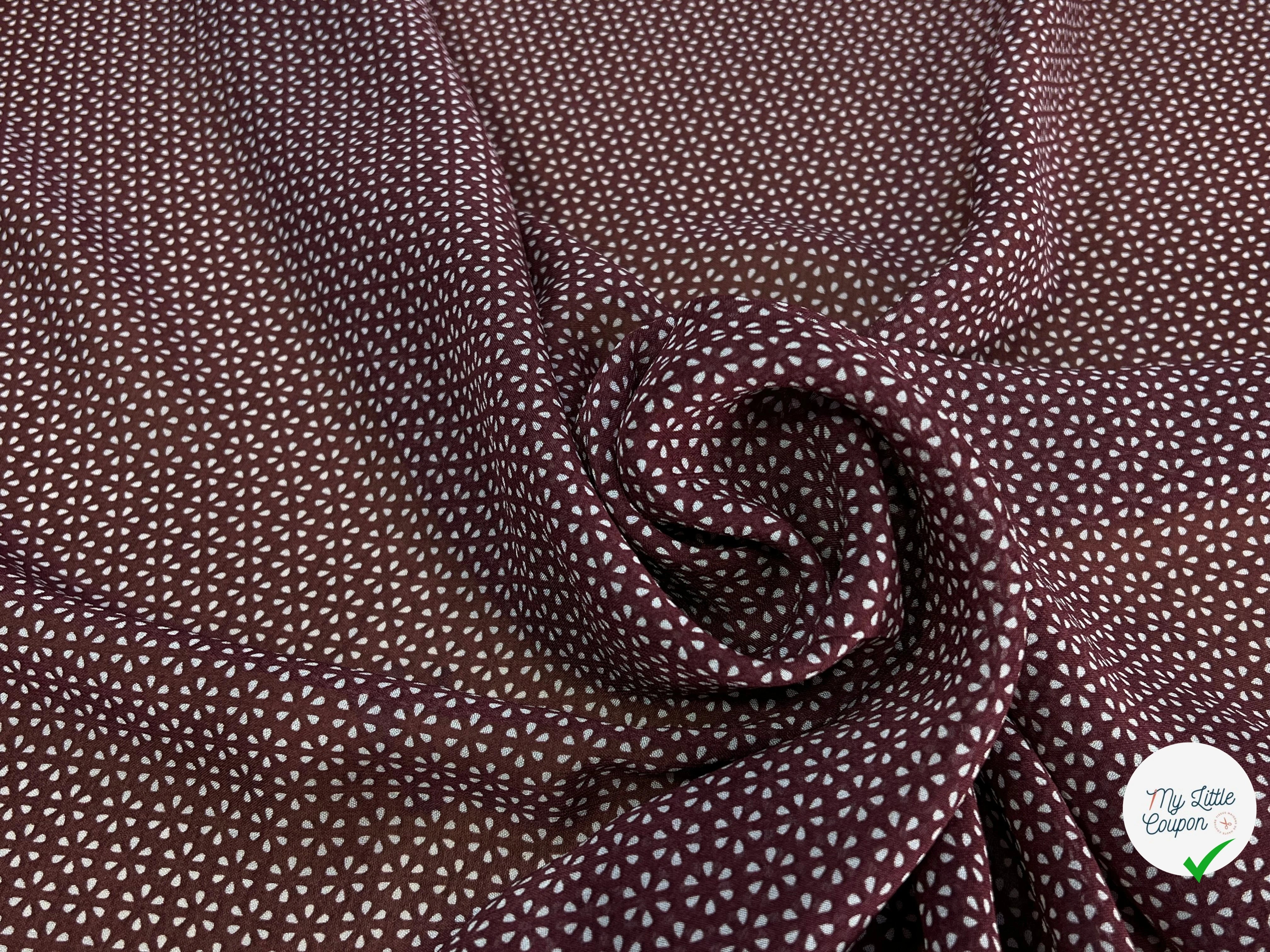 CREPE VISCOSE FEUILLAGE BOURGUNDY - My Little Coupon
