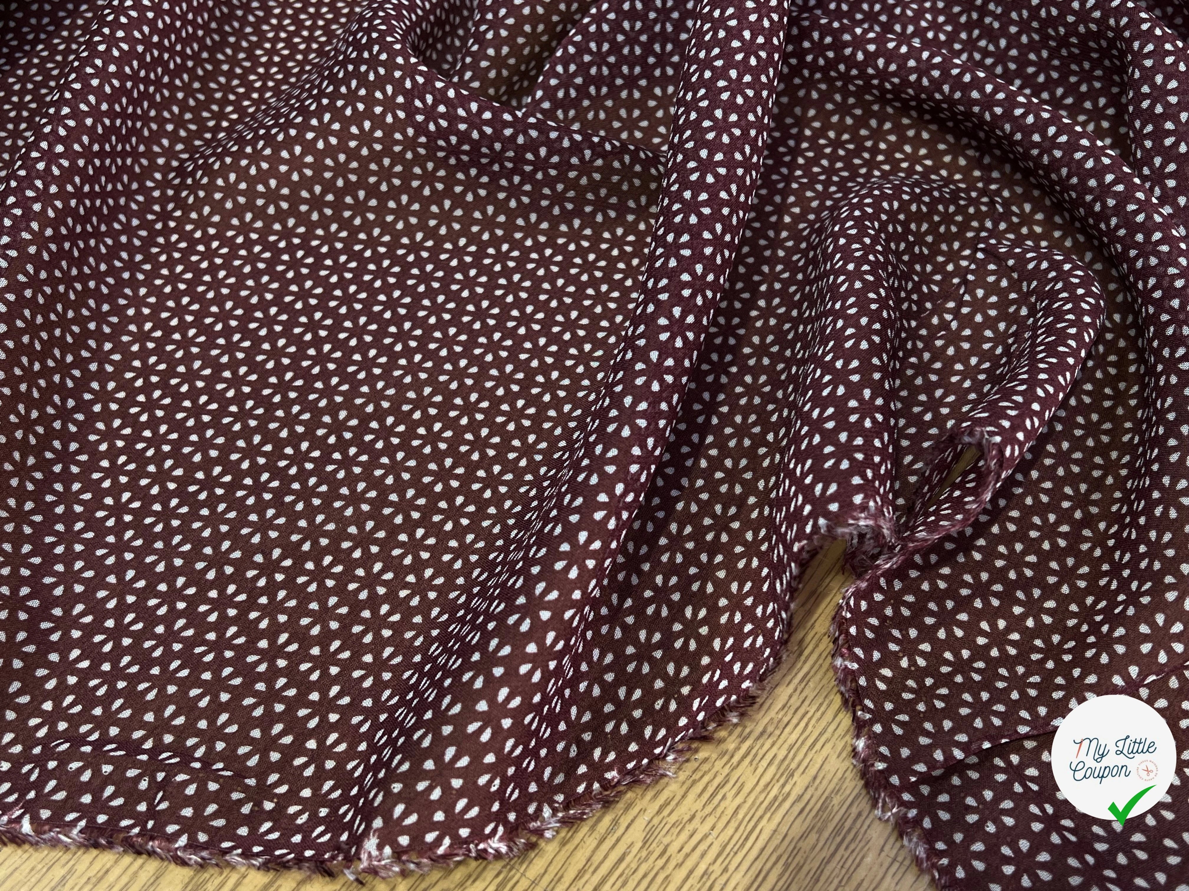 CREPE VISCOSE FEUILLAGE BOURGUNDY - My Little Coupon