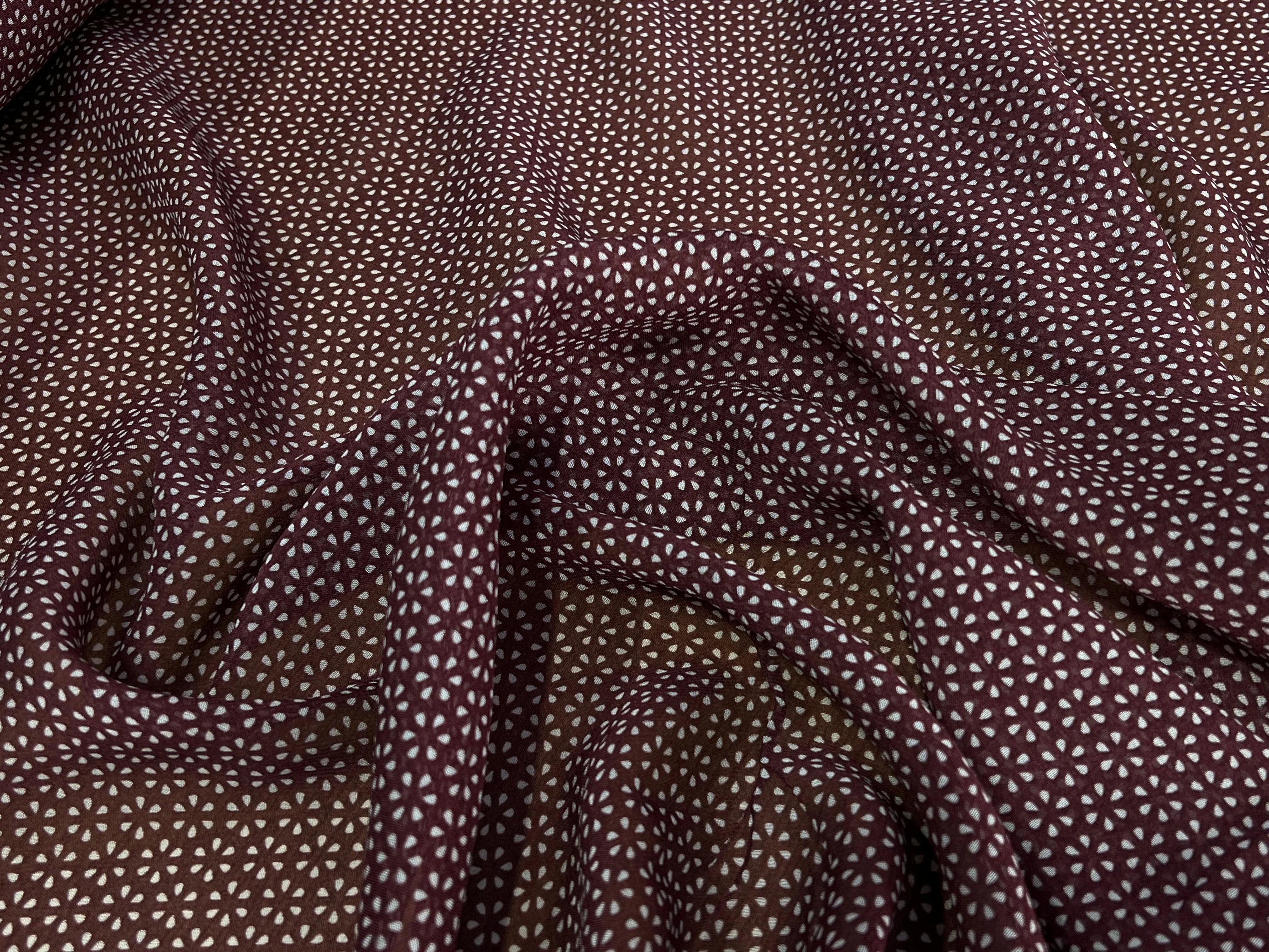 CREPE VISCOSE FEUILLAGE BOURGUNDY - My Little Coupon